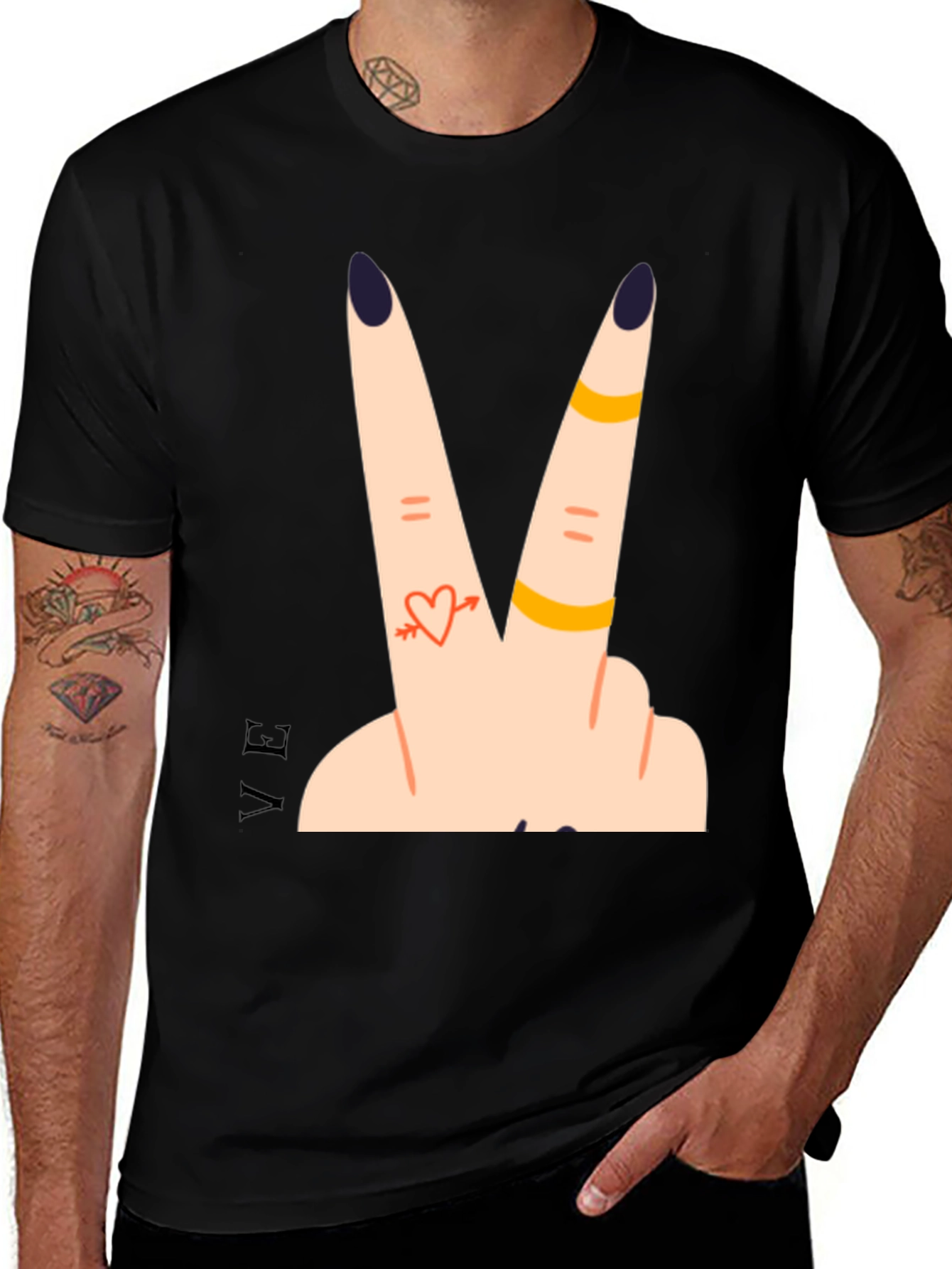 Variant 16 of Peace Love Fingers Graphic T-Shirt