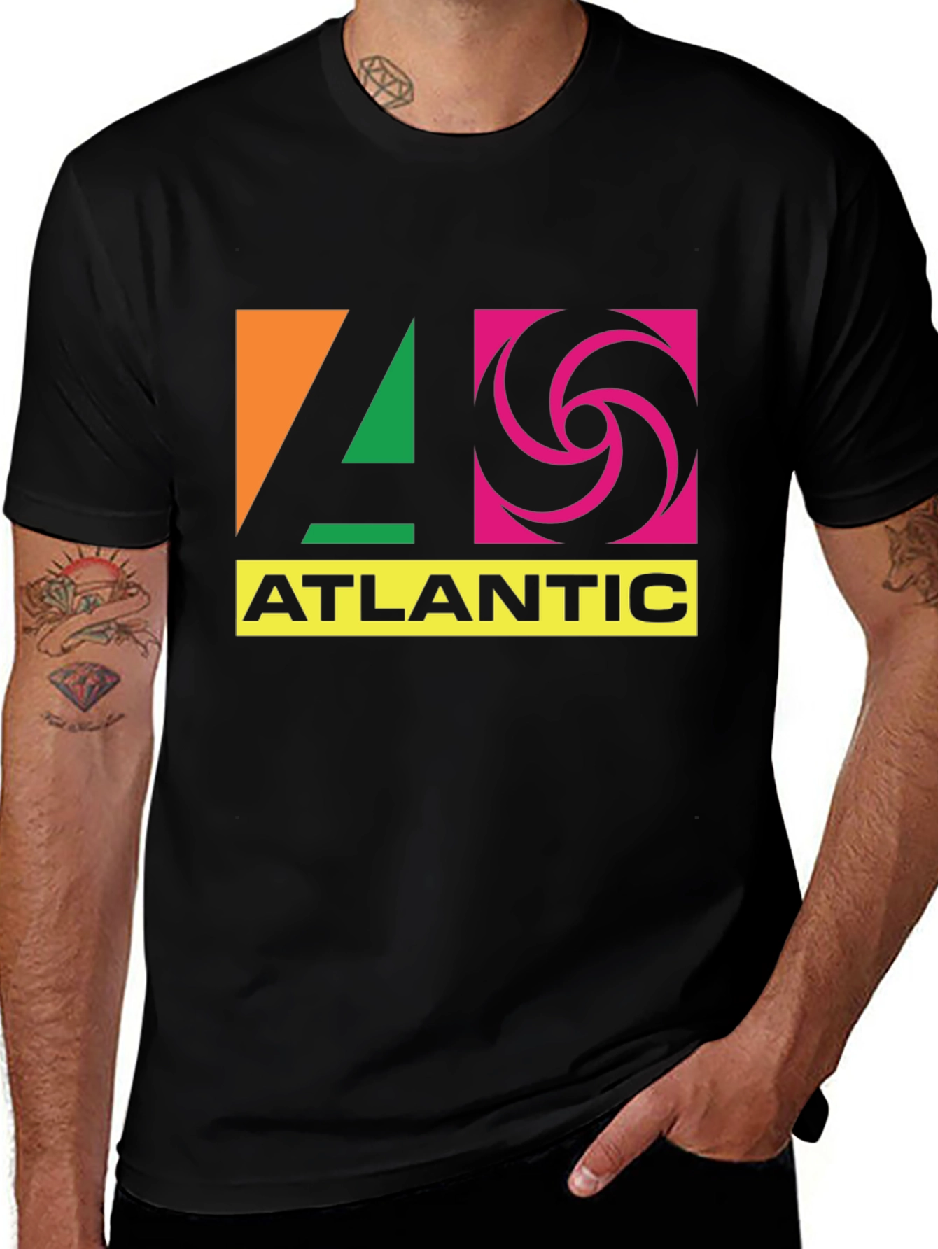 Retro Atlantic Records Logo T-Shirt - Black
