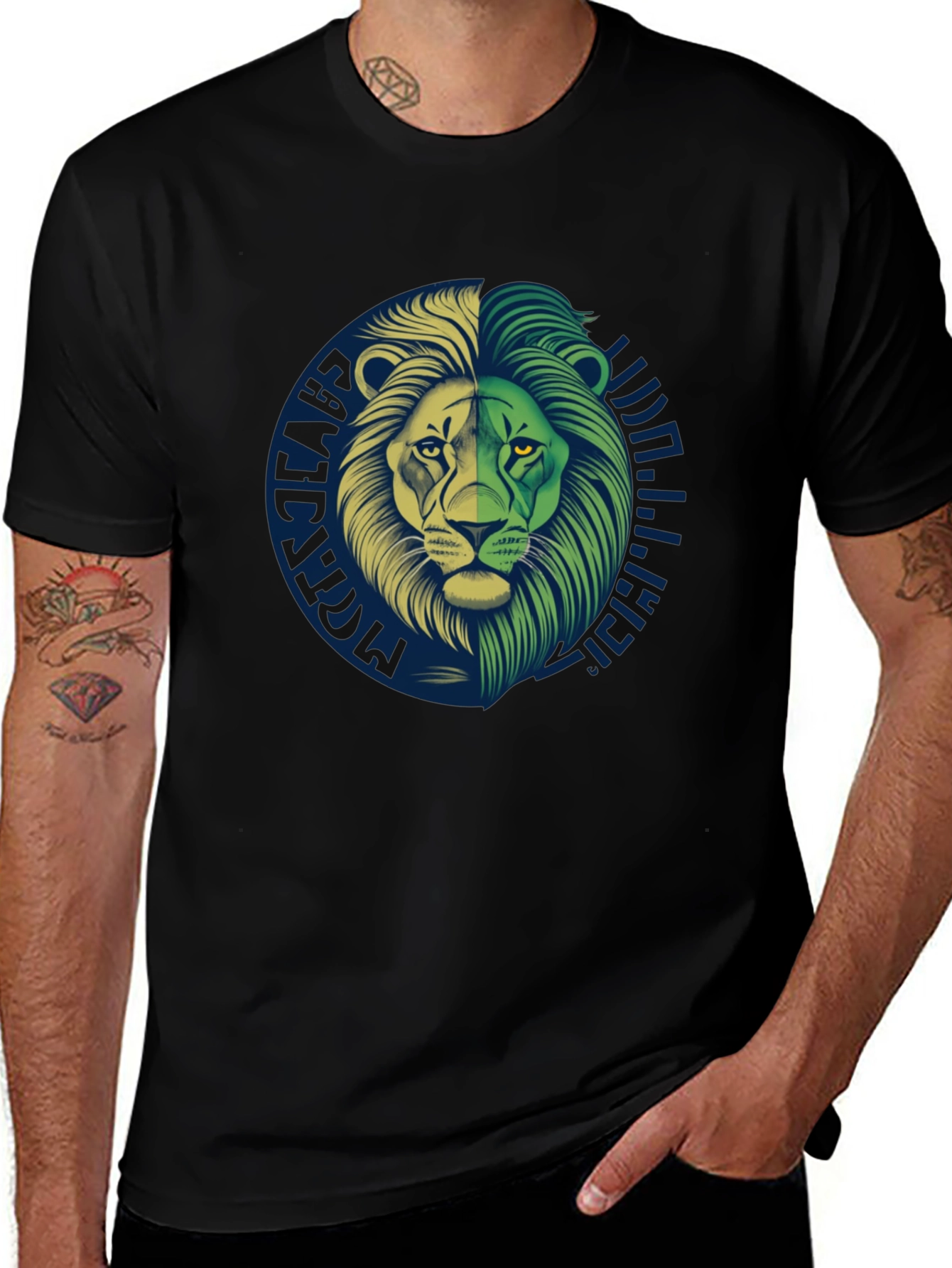 Variant 3 of Lion Graphic Print Black T-Shirt
