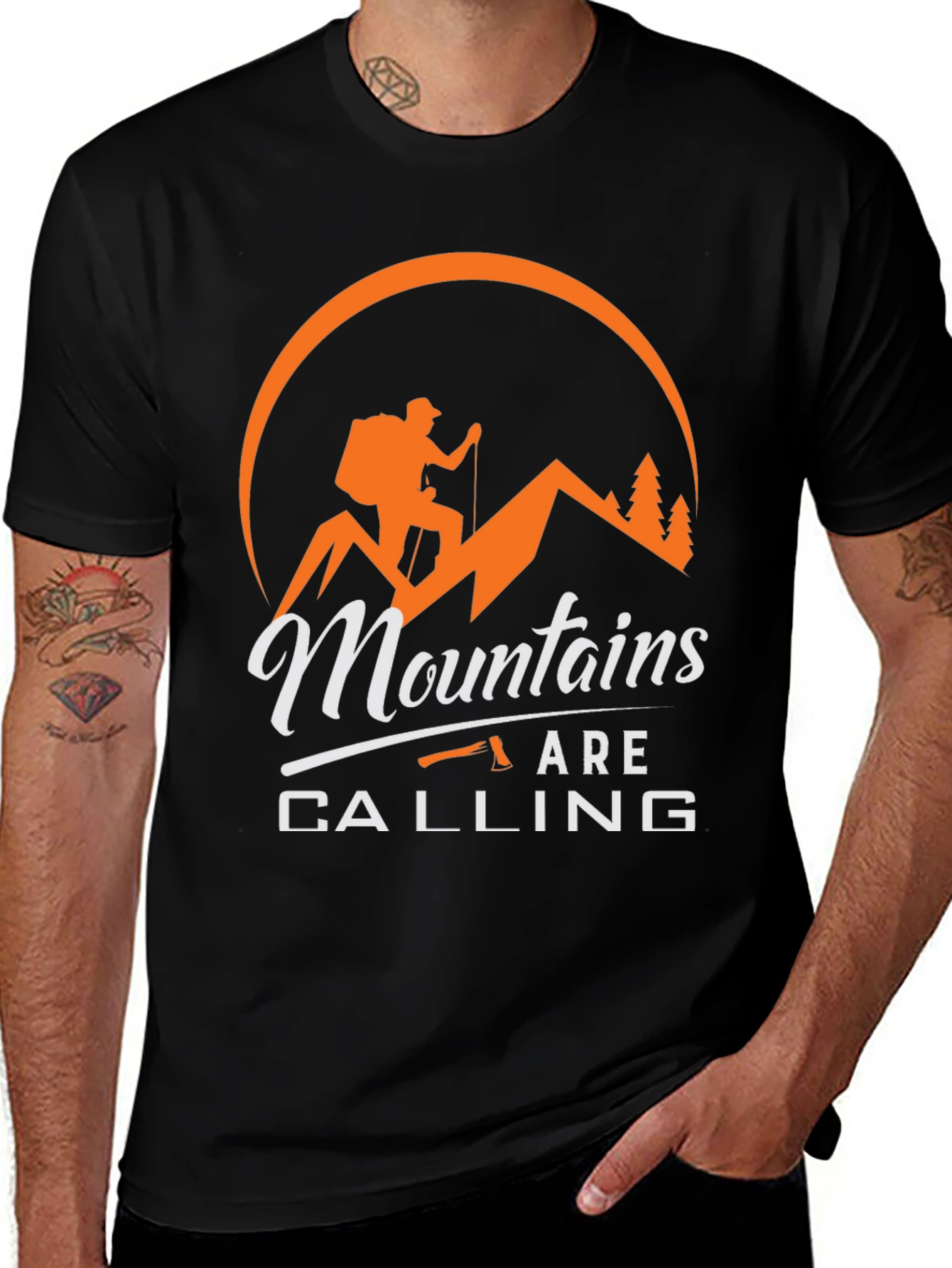 Variant 14 of Mountains Are Calling Black Graphic Tee
