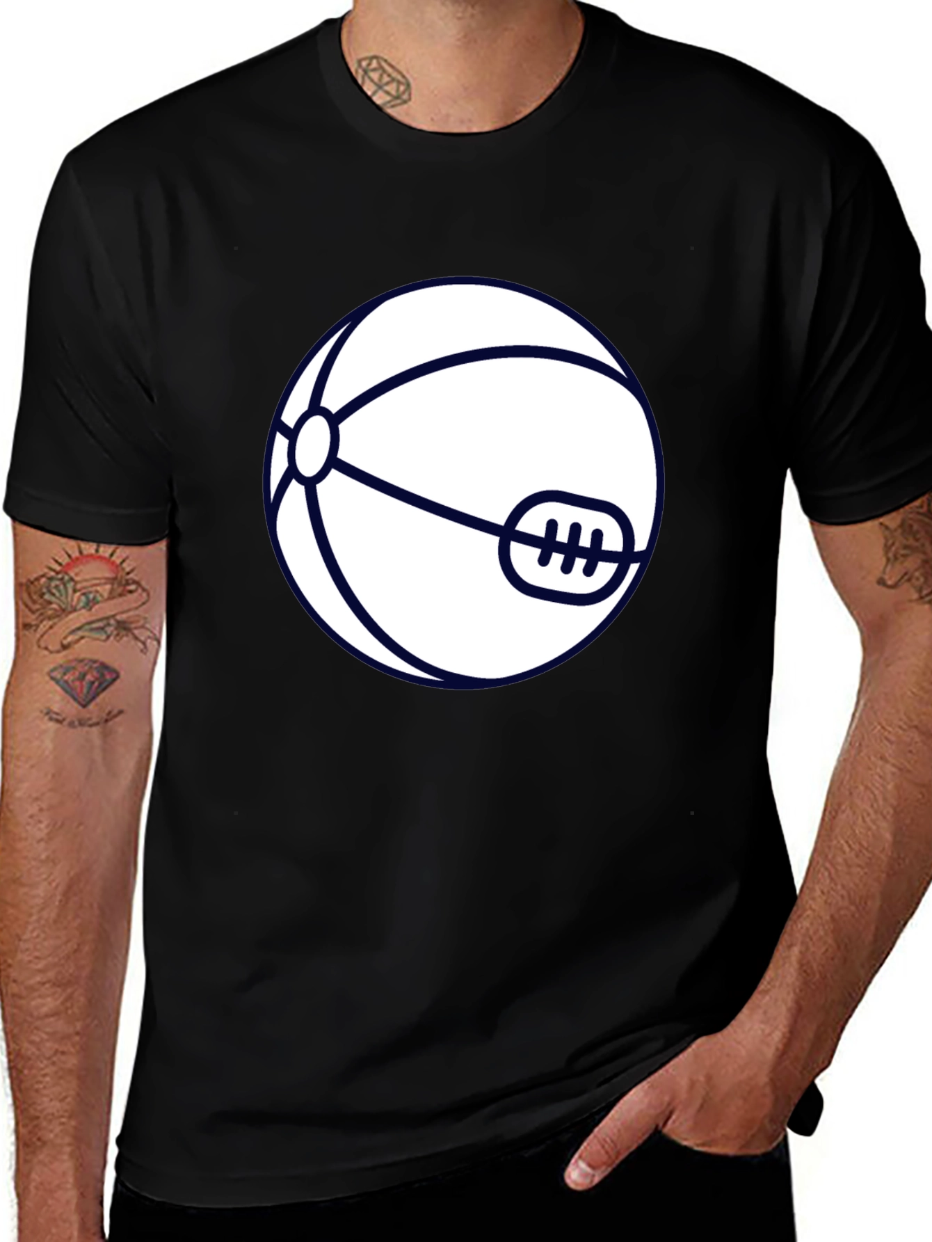 Variant 11 of Novelty Basketball & Football T-Shirt - Black