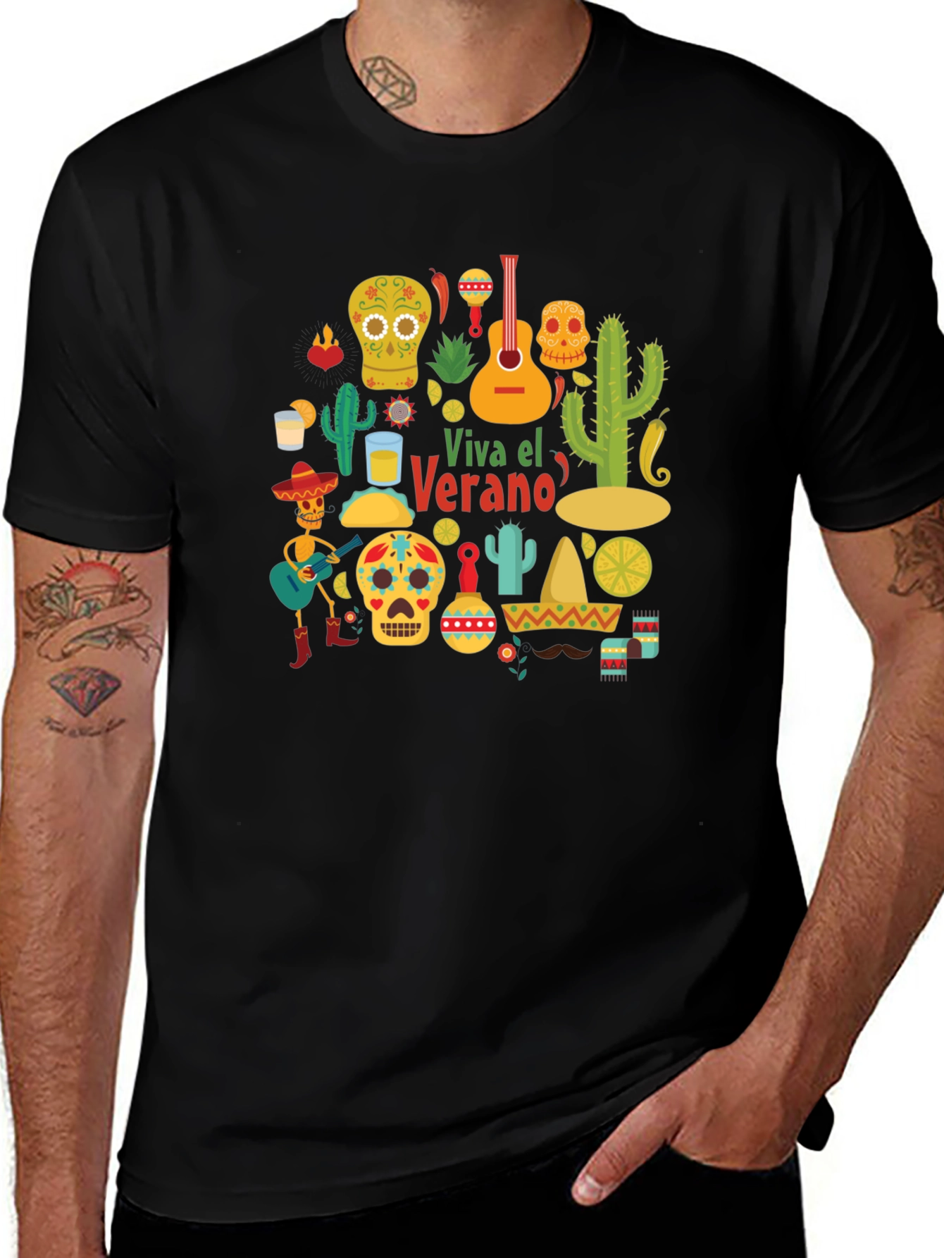 Black Viva El Verano T-Shirt, Summer Fiesta Tee main image