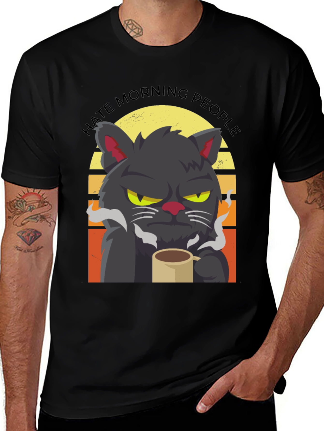 Variant 26 of Hate Morning People Cat T-Shirt