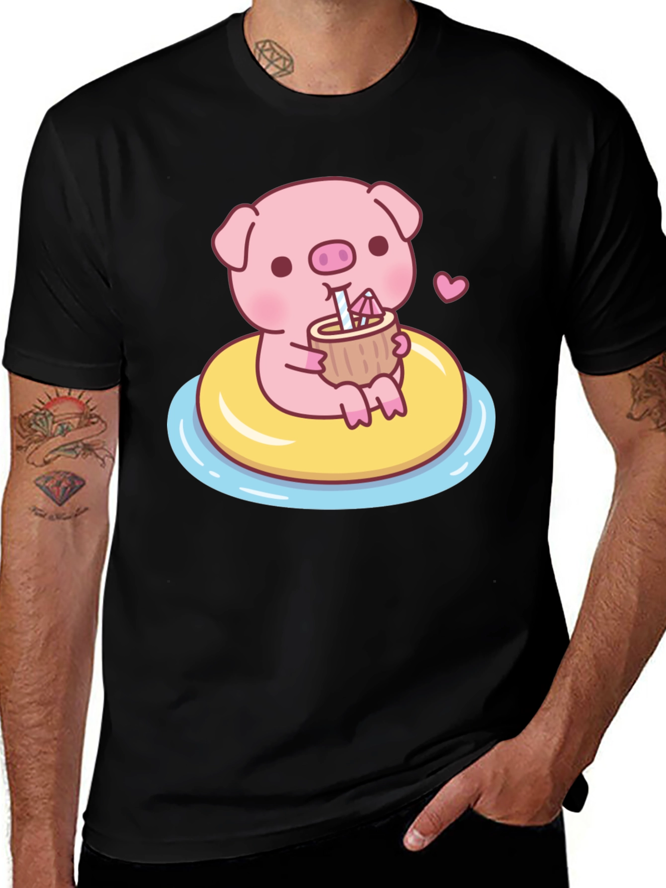 Variant 9 of Cute Pig T-Shirt - Summer Float Fun