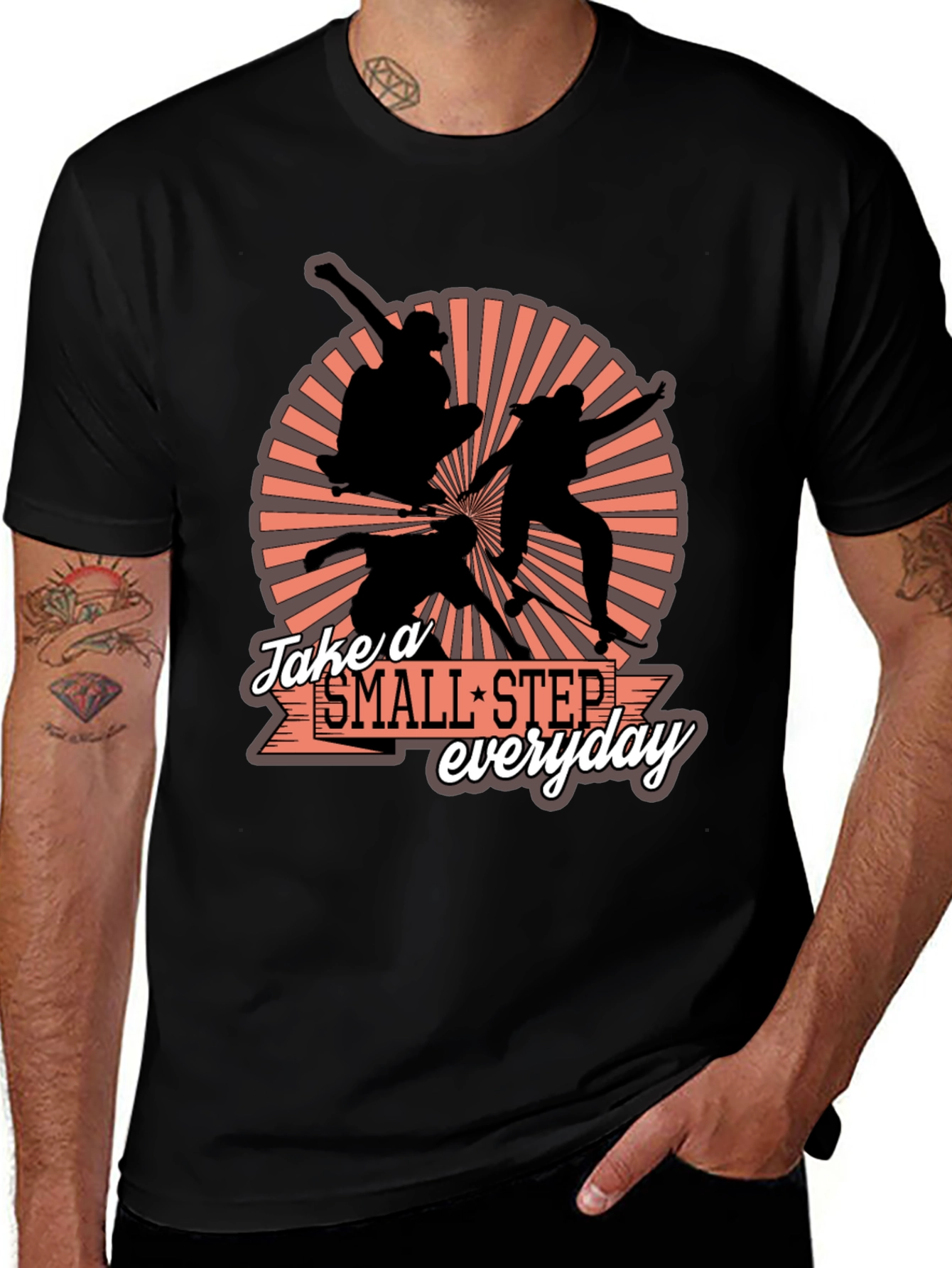 Variant 22 of Skateboarder Silhouette T-Shirt - Take a Small Step Everyday