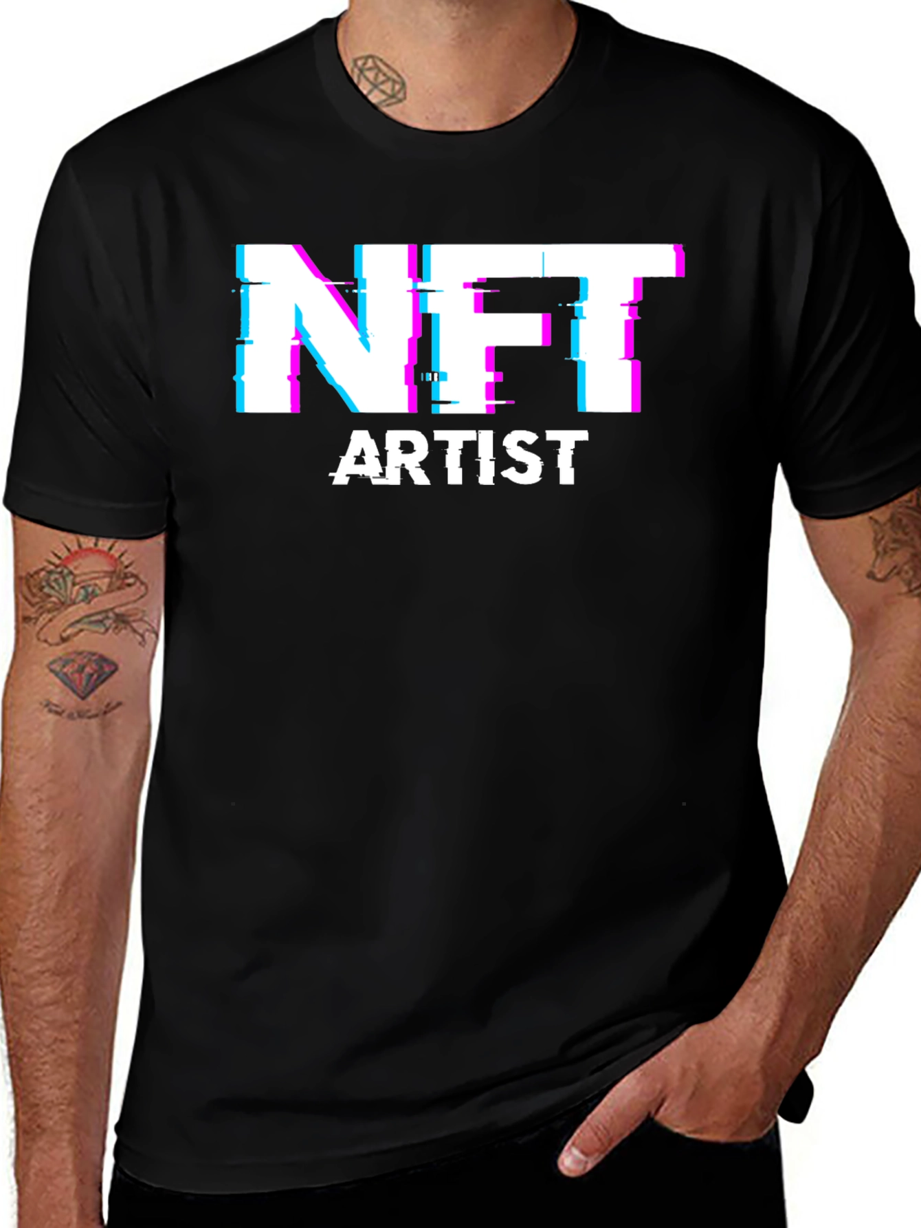 NFT Artist Glitch Style Black T-Shirt