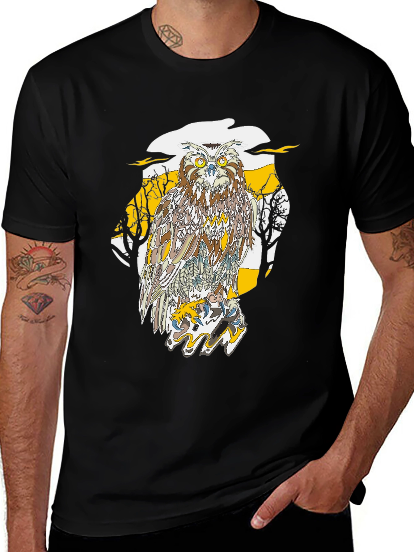 Variant 11 of Owl Graphic Black T-Shirt