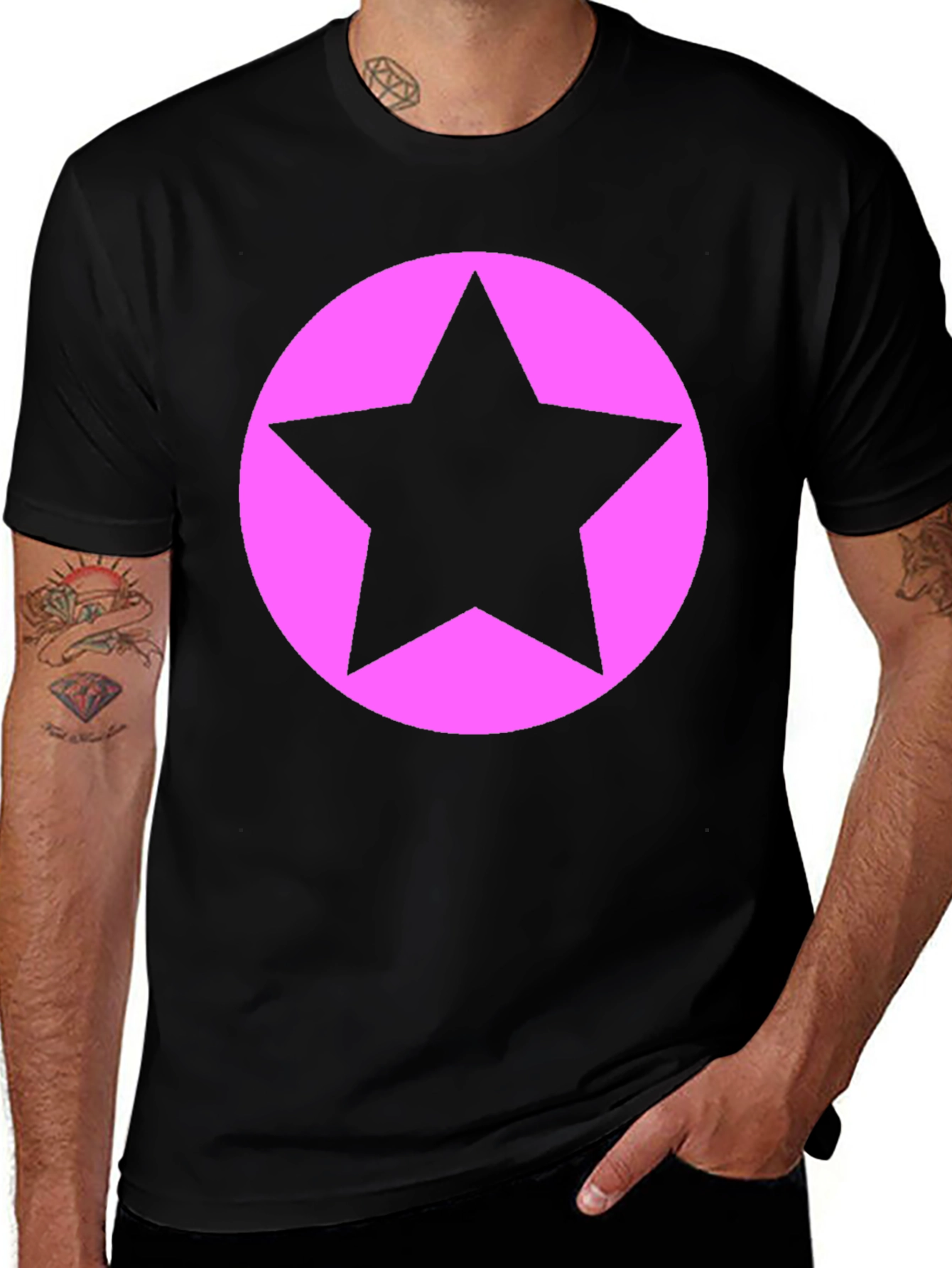 Variant 15 of Star Circle Graphic Tee - Black