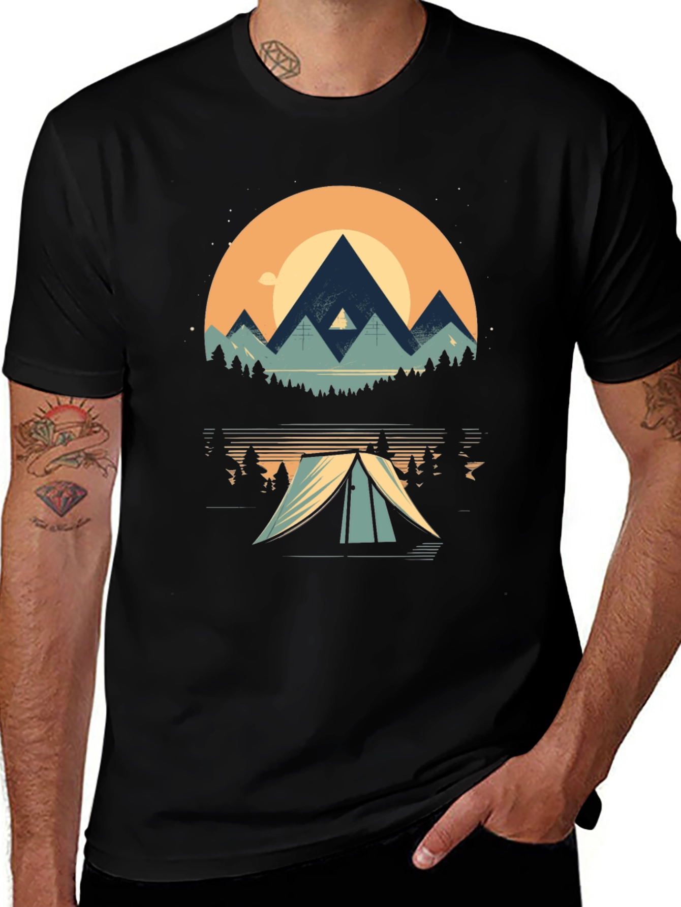 Variant 28 of Nature Adventure Tee - Mountain Camping Graphic