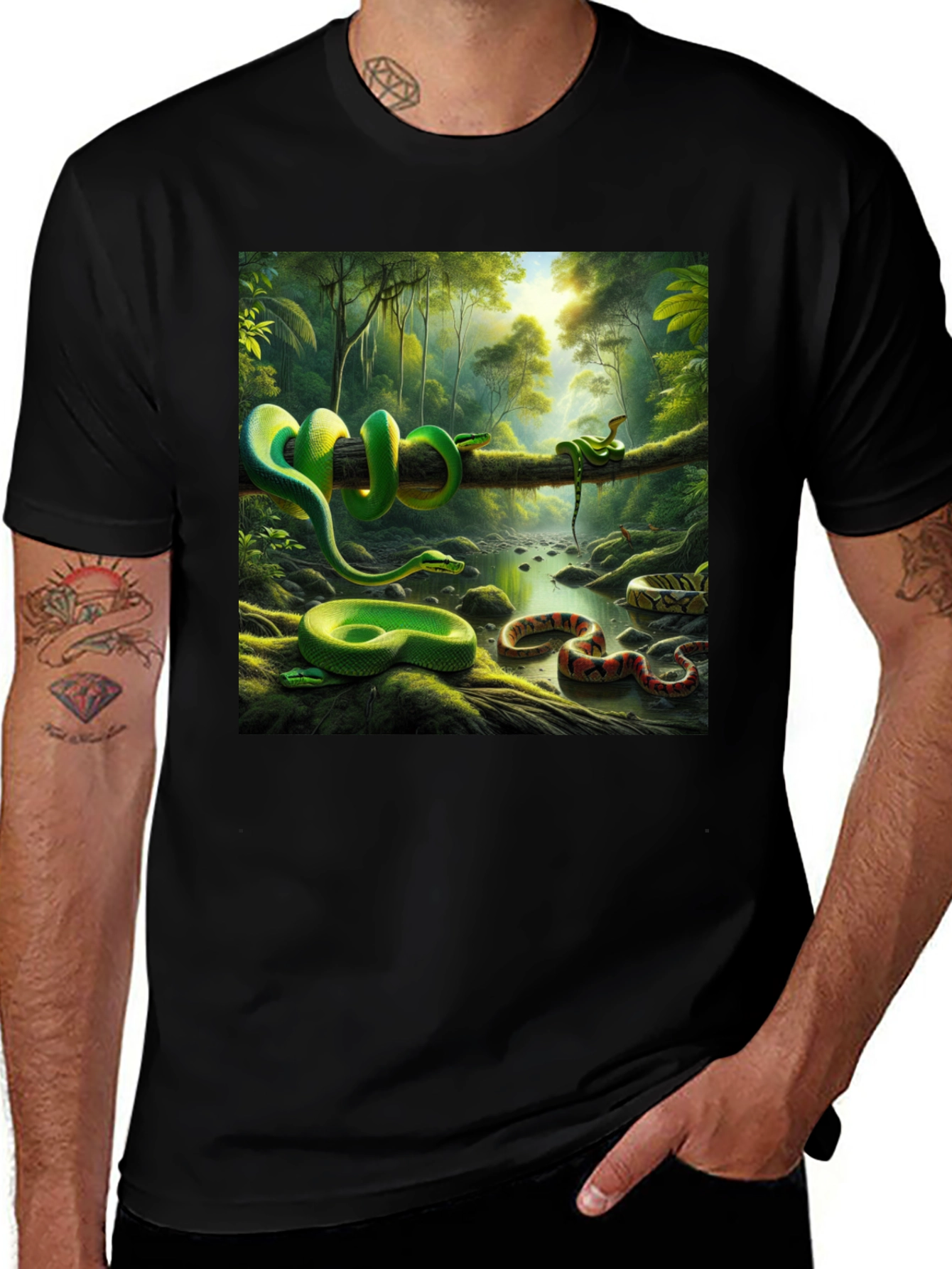 Variant 25 of Exotic Snake Forest Graphic Tee