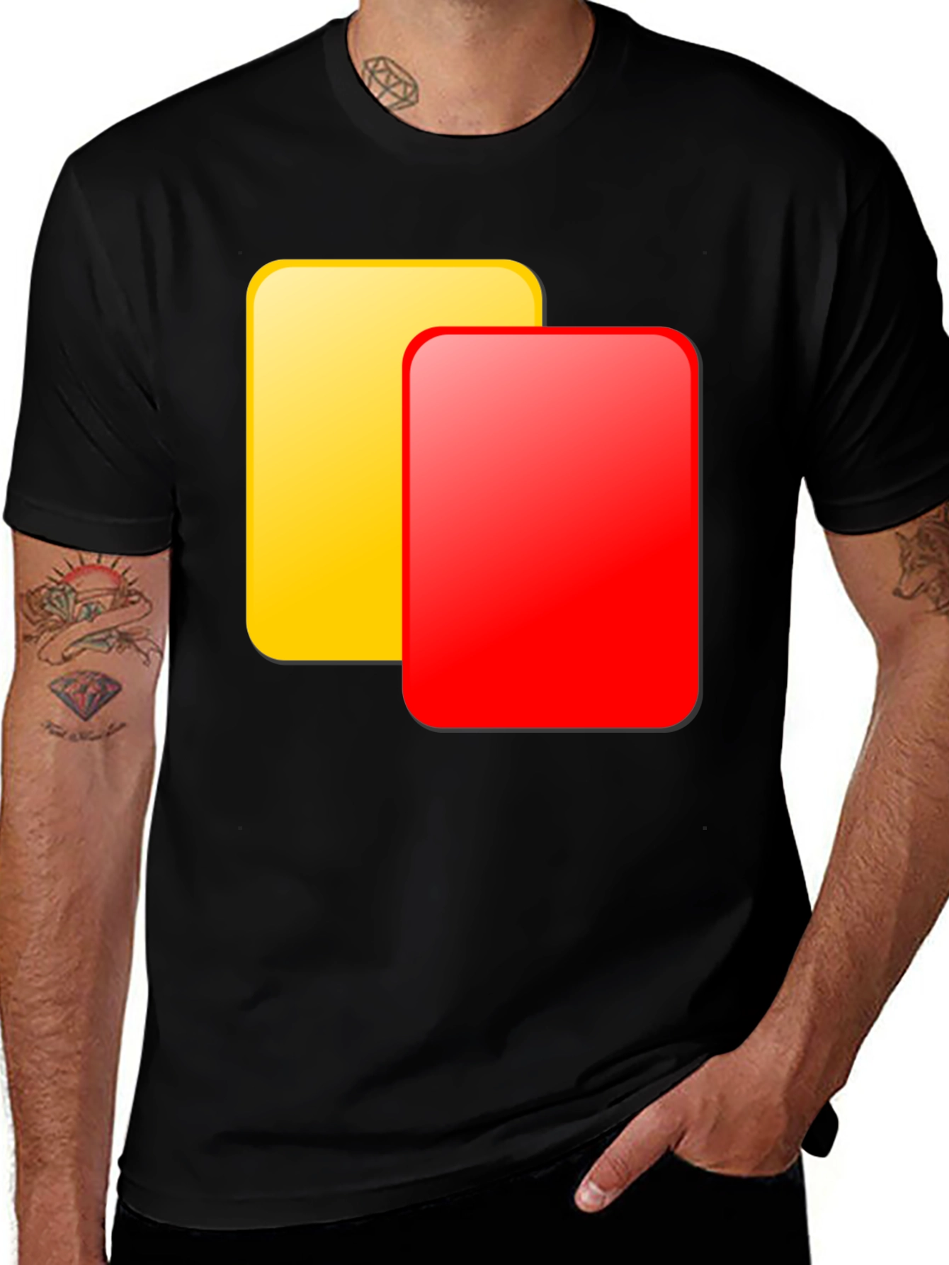Variant 24 of Soccer Referee Yellow and Red Card T-Shirt