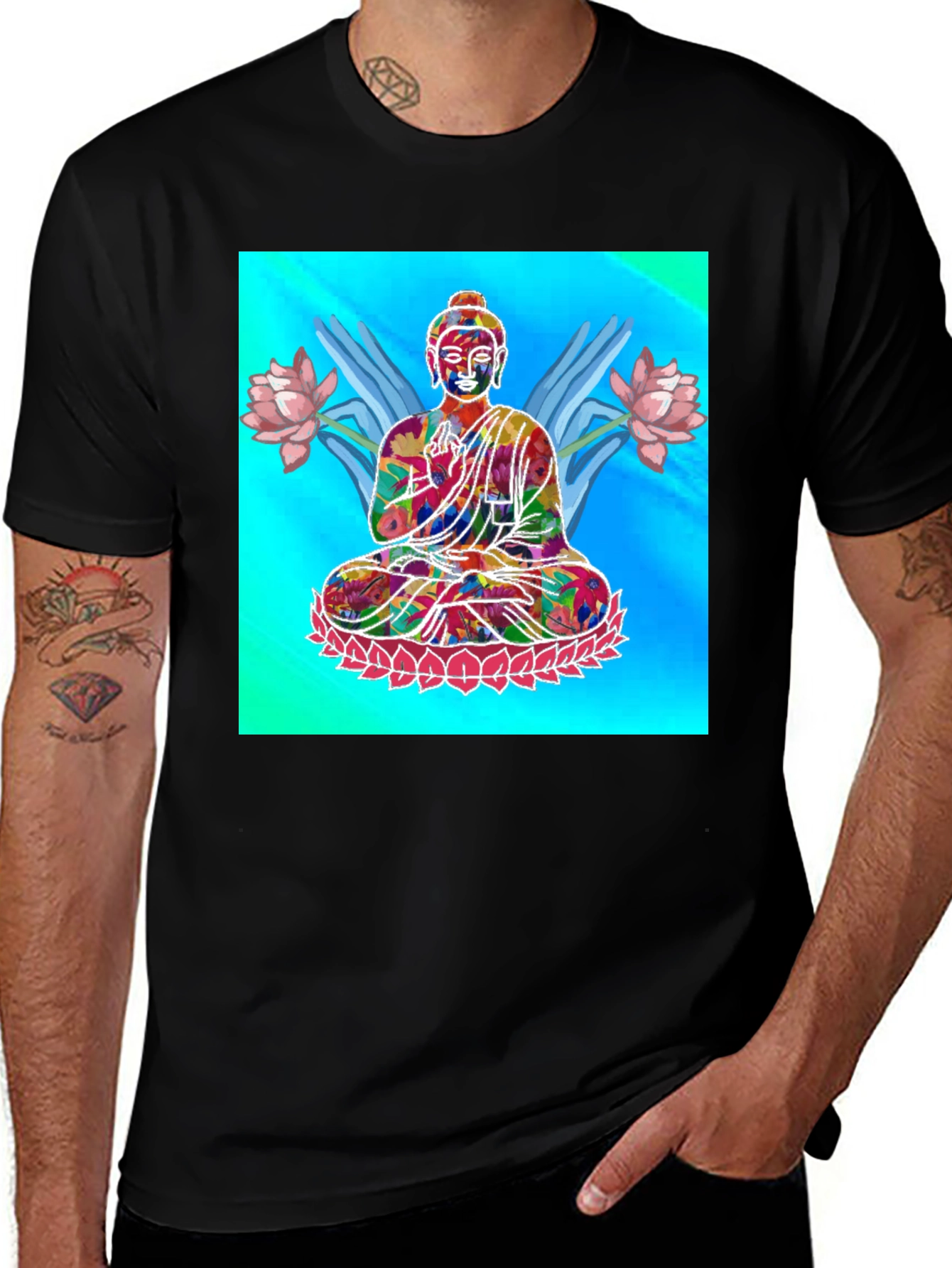 Buddha Lotus Flower T-Shirt - Colorful Design