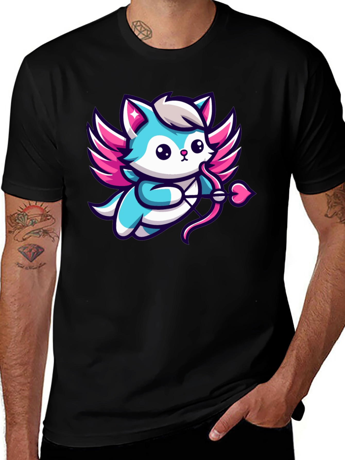 Variant 17 of Cupid Fox T-Shirt - Black Graphic Tee