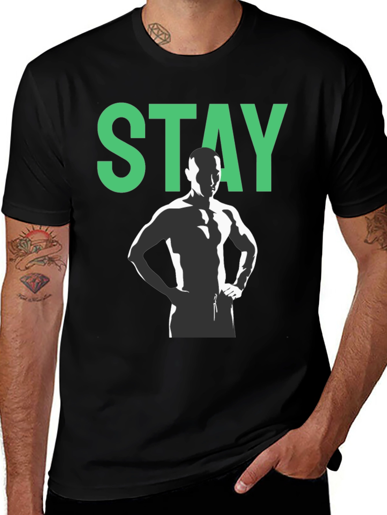 Variant 18 of Stay Strong Graphic Tee - Black Crew Neck T-Shirt