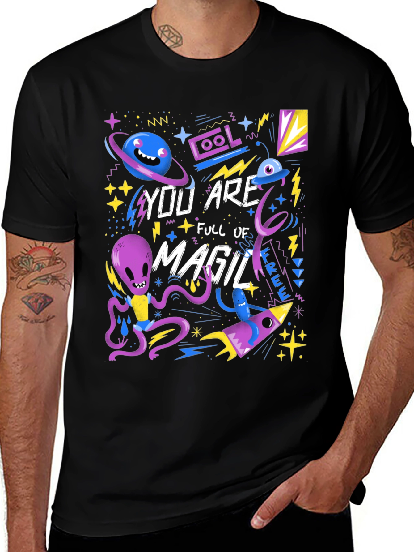 Variant 12 of Space Magic Graphic T-Shirt - Cool Alien Design