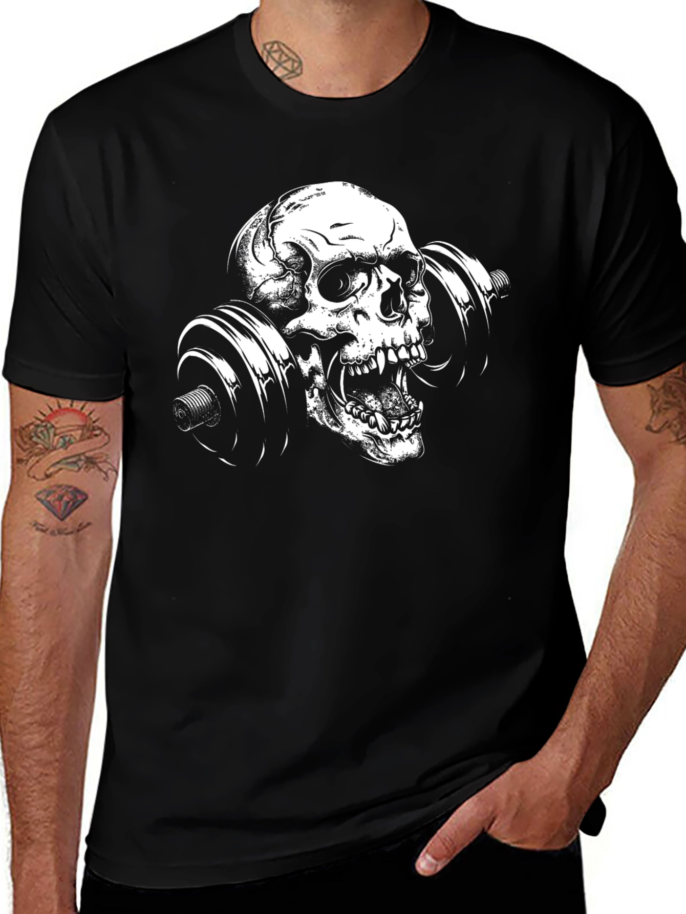 Variant 14 of Skull Barbell Graphic Tee