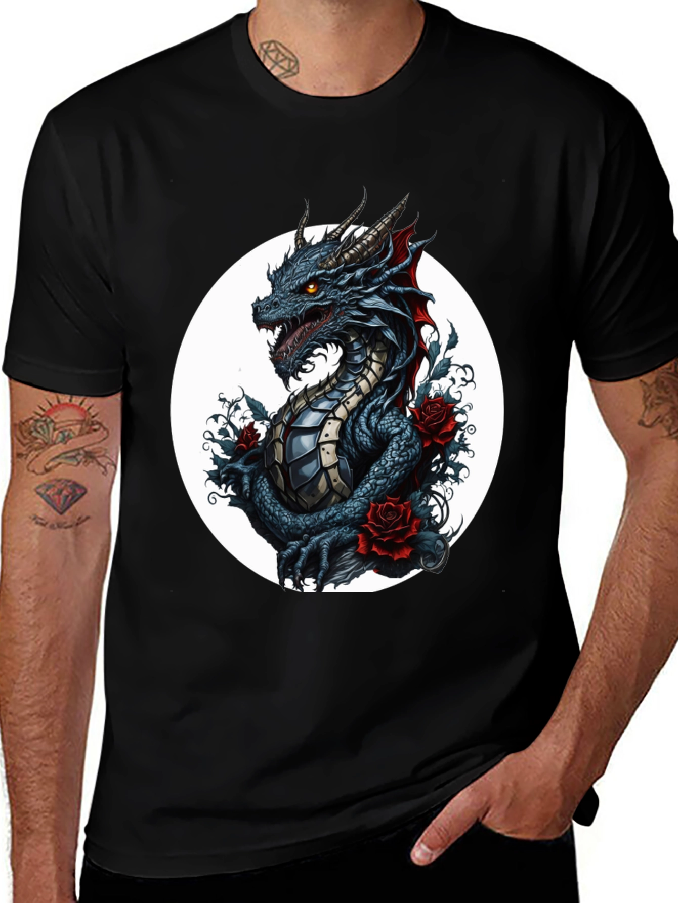 Variant 12 of Dragon & Roses Graphic T-Shirt