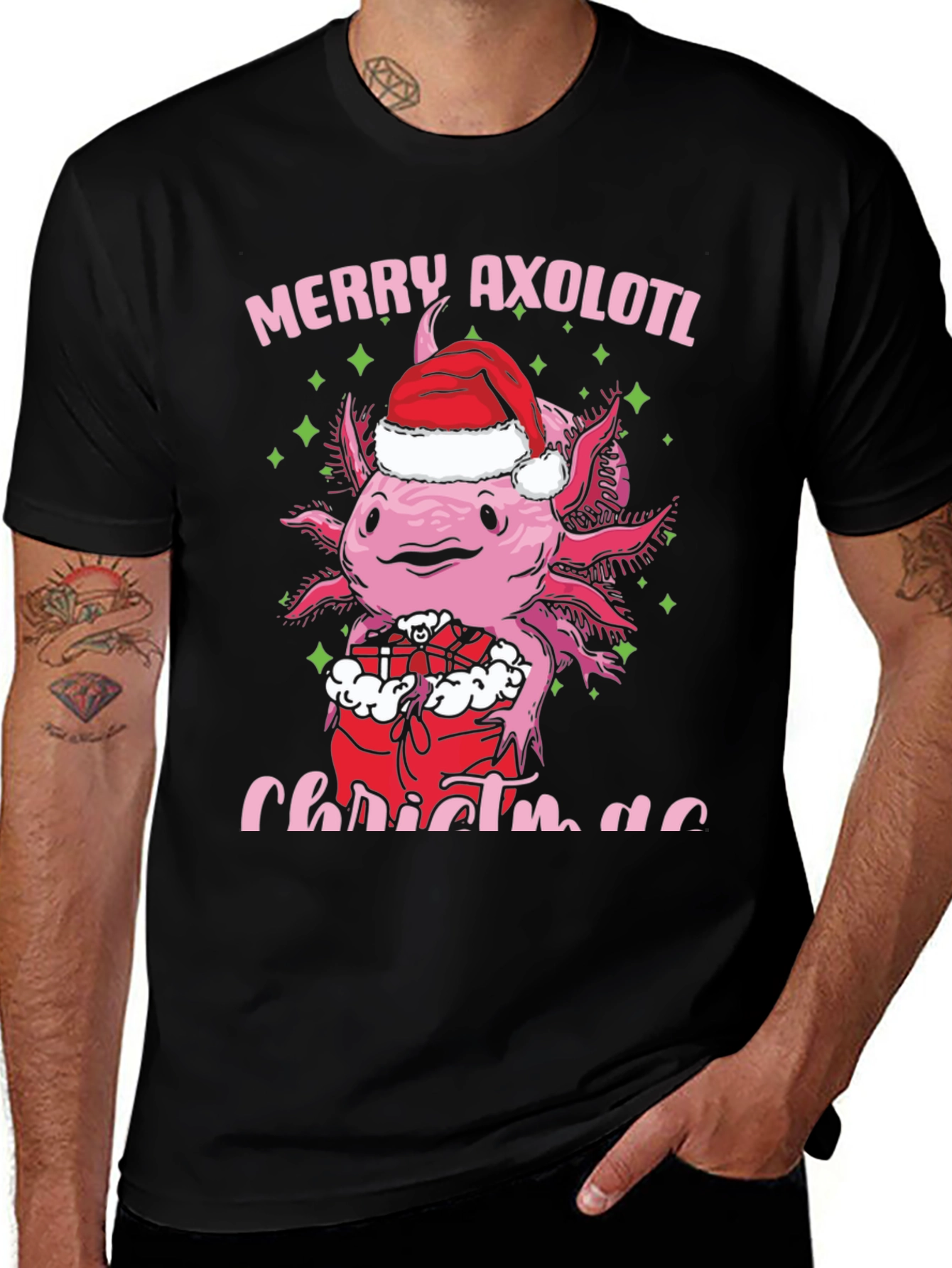 Variant 21 of Merry Axolotl Christmas T-Shirt Holiday Graphic Tee