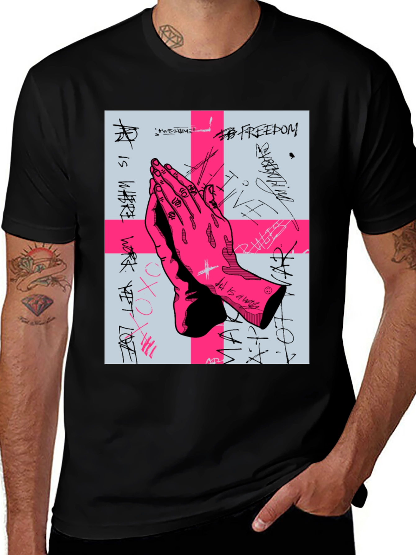 Variant 7 of Graphic Print Praying Hands T-Shirt