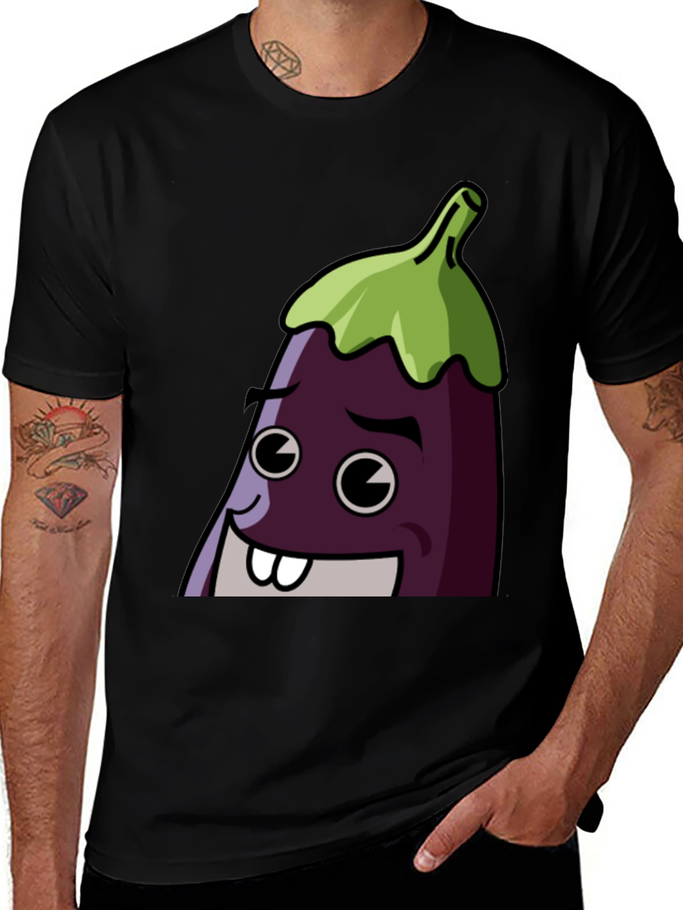 Variant 21 of Funny Eggplant Cartoon Graphic Tee
