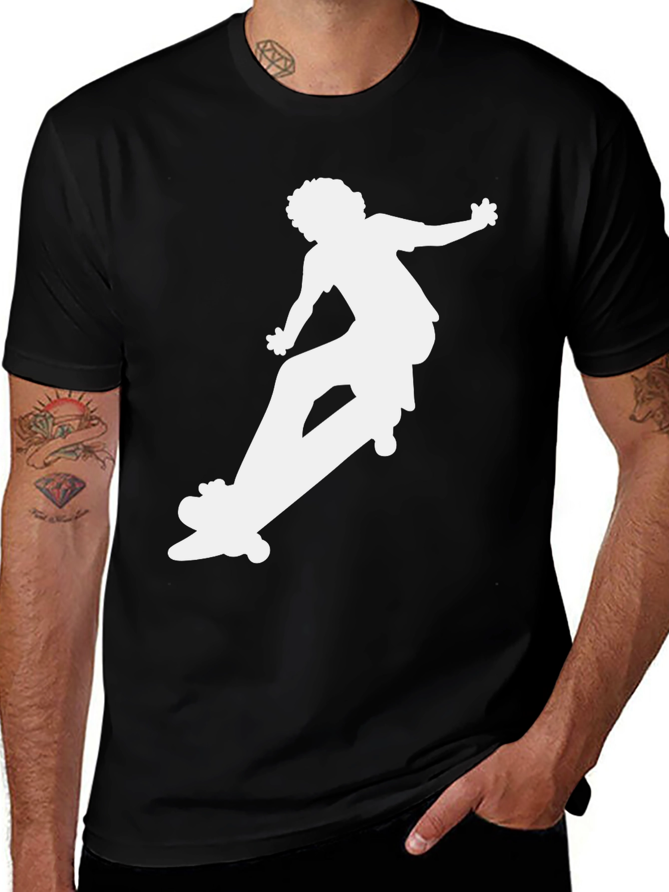 Variant 26 of Skateboarder Graphic Tee - Cool Black T-Shirt