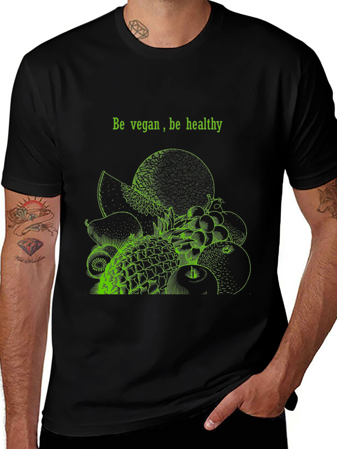 Vegan & Healthy Black T-Shirt