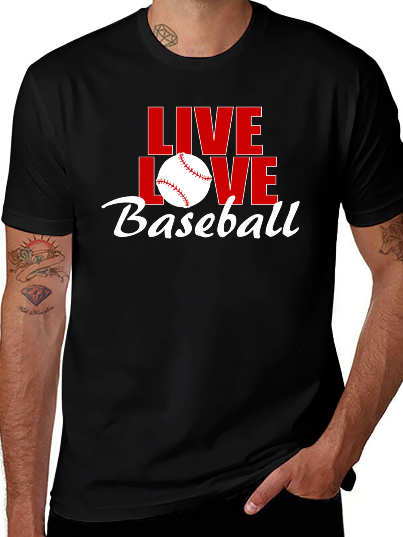 Variant 12 of Live Love Baseball Graphic Tee - Black