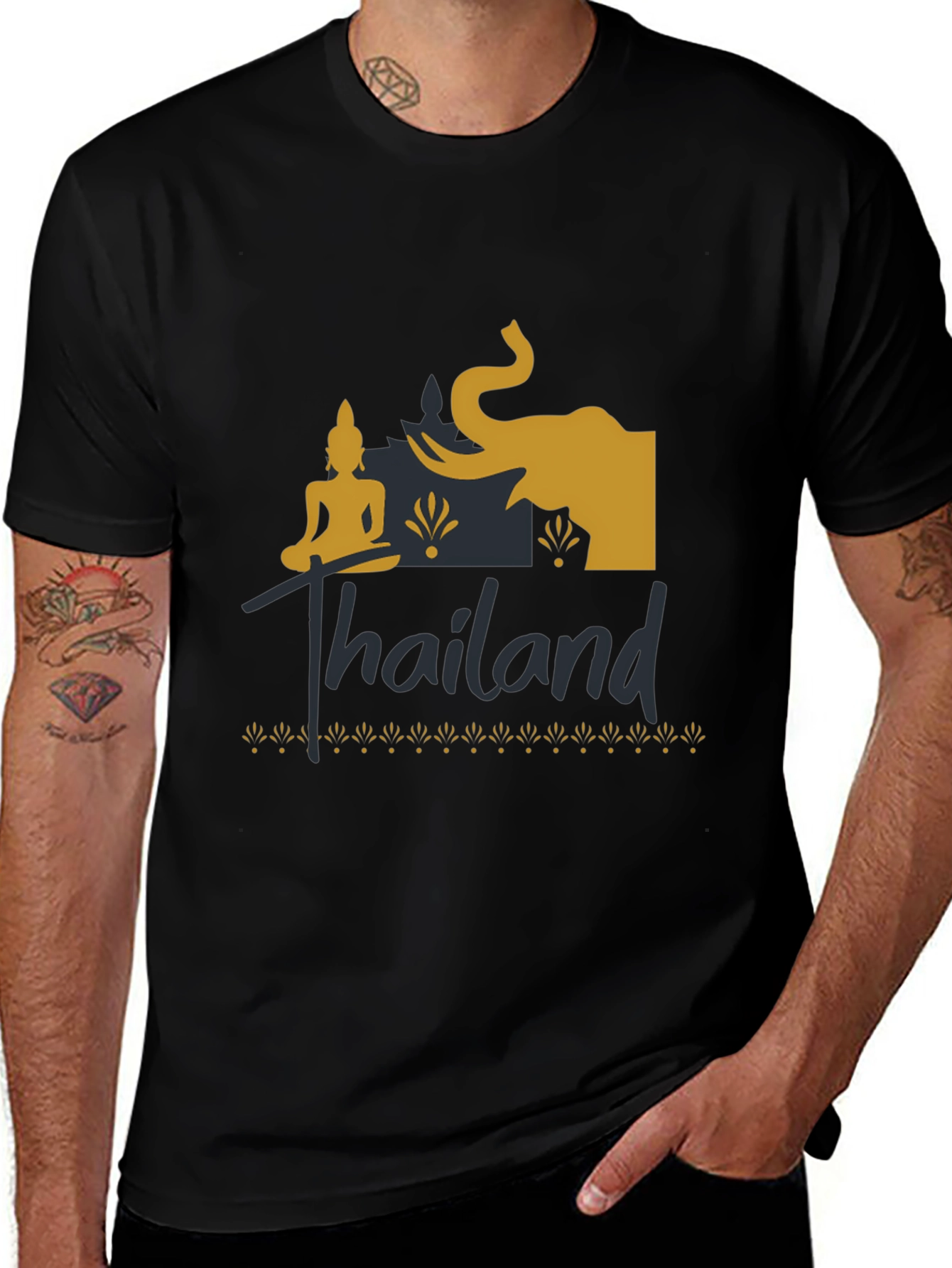 Variant 13 of Thailand Graphic T-Shirt - Elephant & Buddha Design