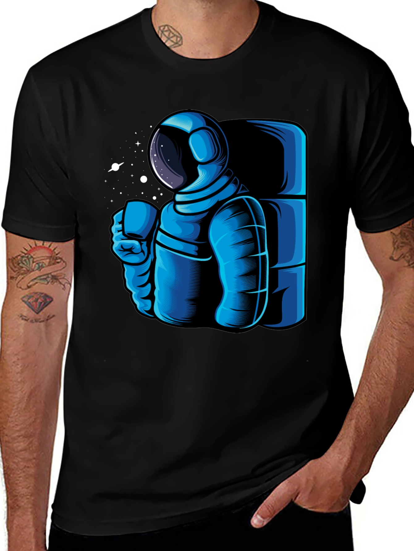 Variant 20 of Astronaut Coffee Black T-Shirt - Space Lover's Tee