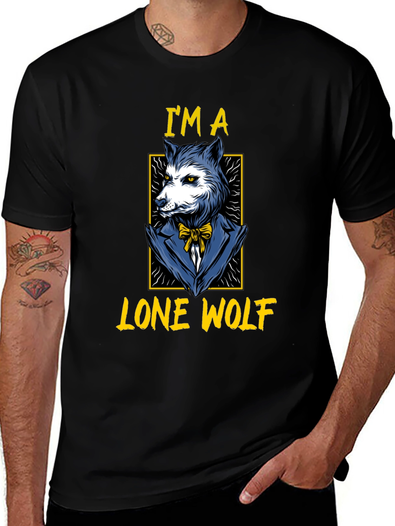 Variant 11 of Lone Wolf Graphic T-Shirt - Men's Black Tee