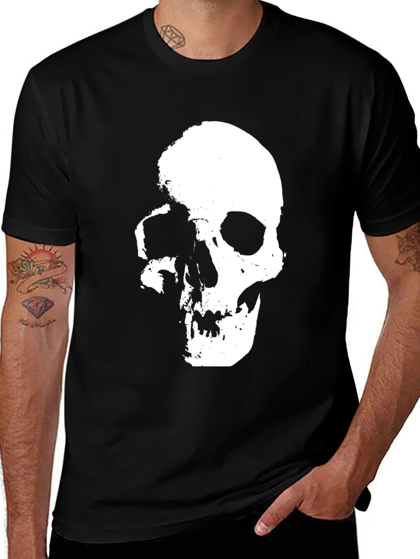 Variant 12 of Skull Graphic Print Black T-Shirt