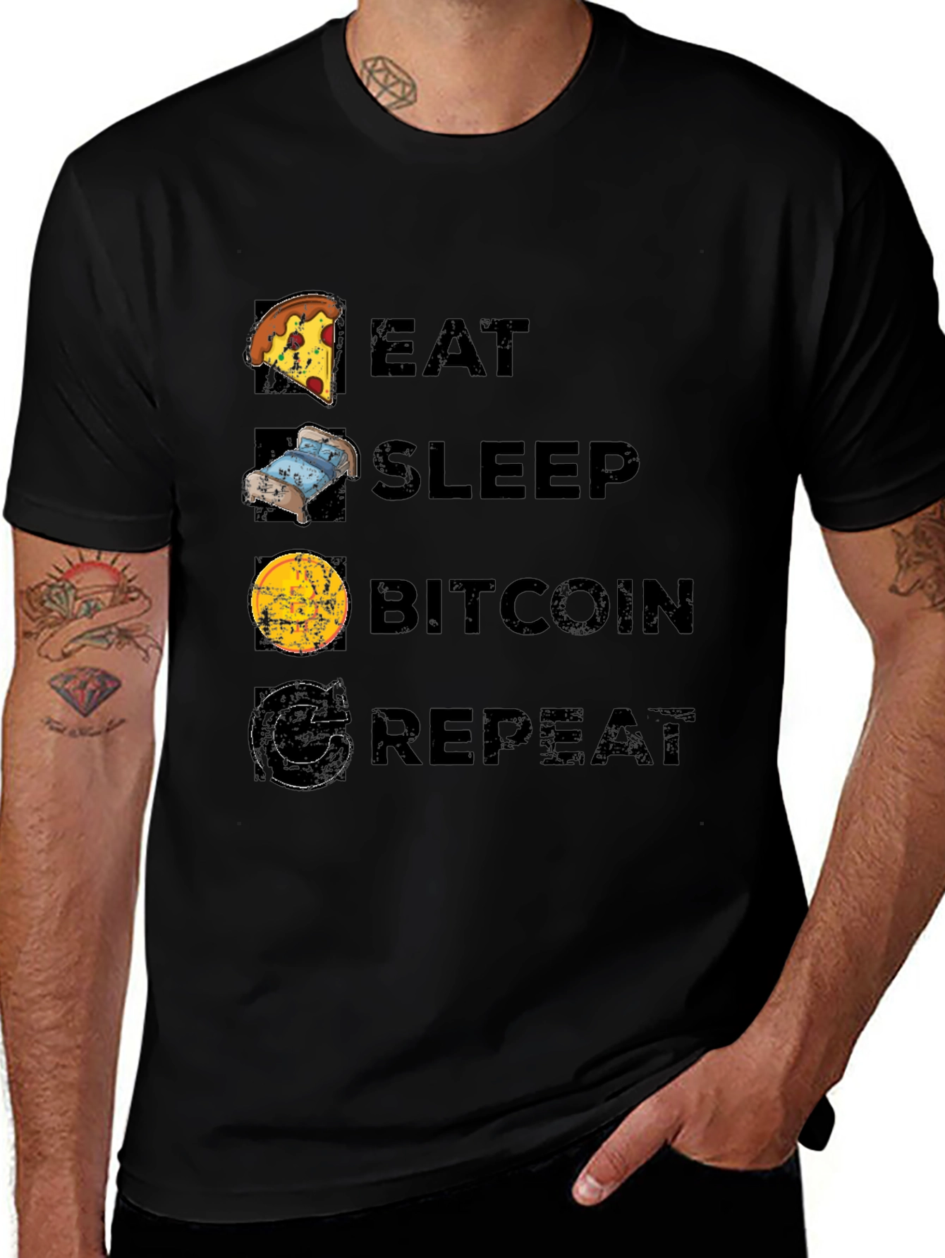 Variant 4 of Eat Sleep Bitcoin Repeat Black T-Shirt