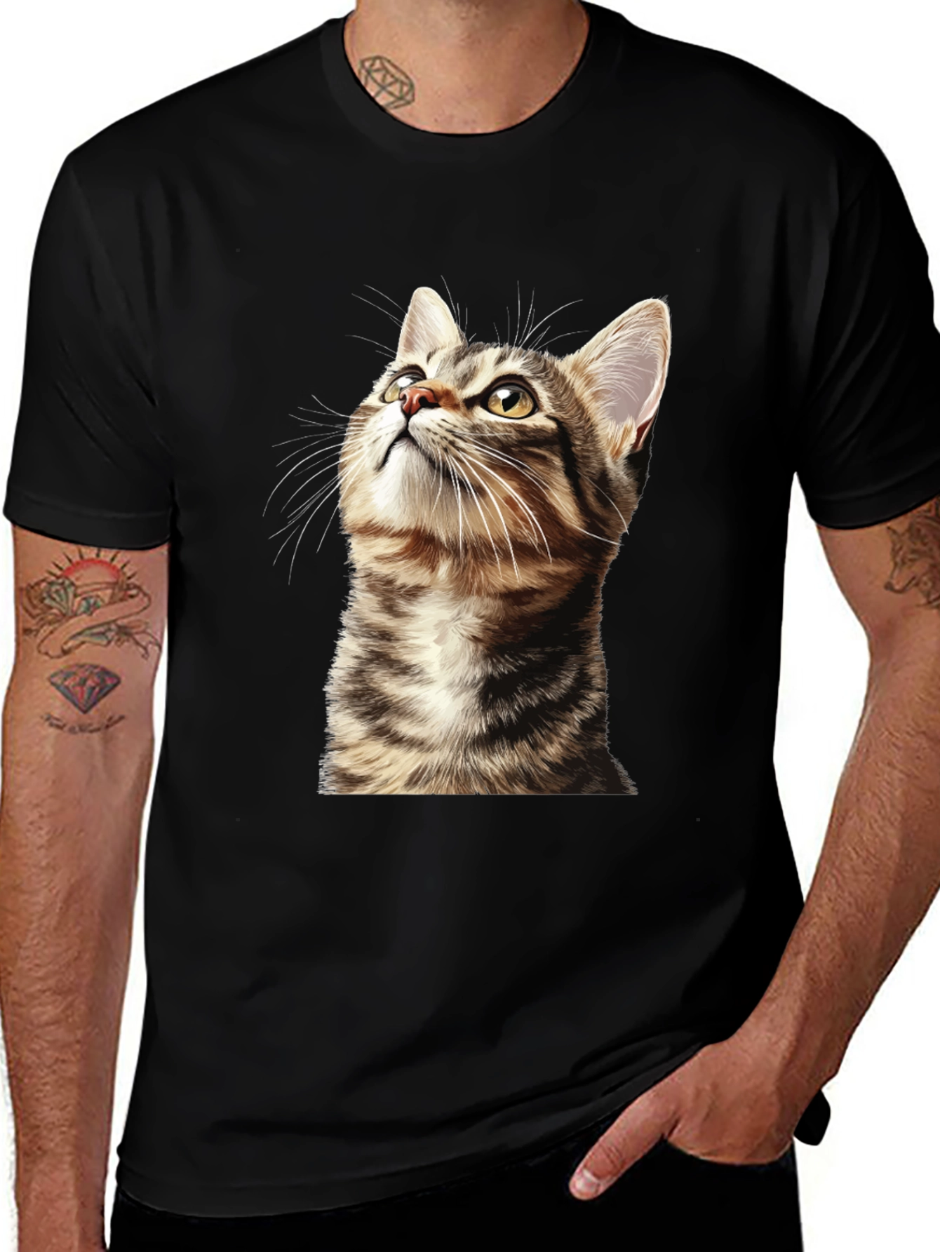 Variant 21 of Cat Graphic T-Shirt - Unisex Black Tee