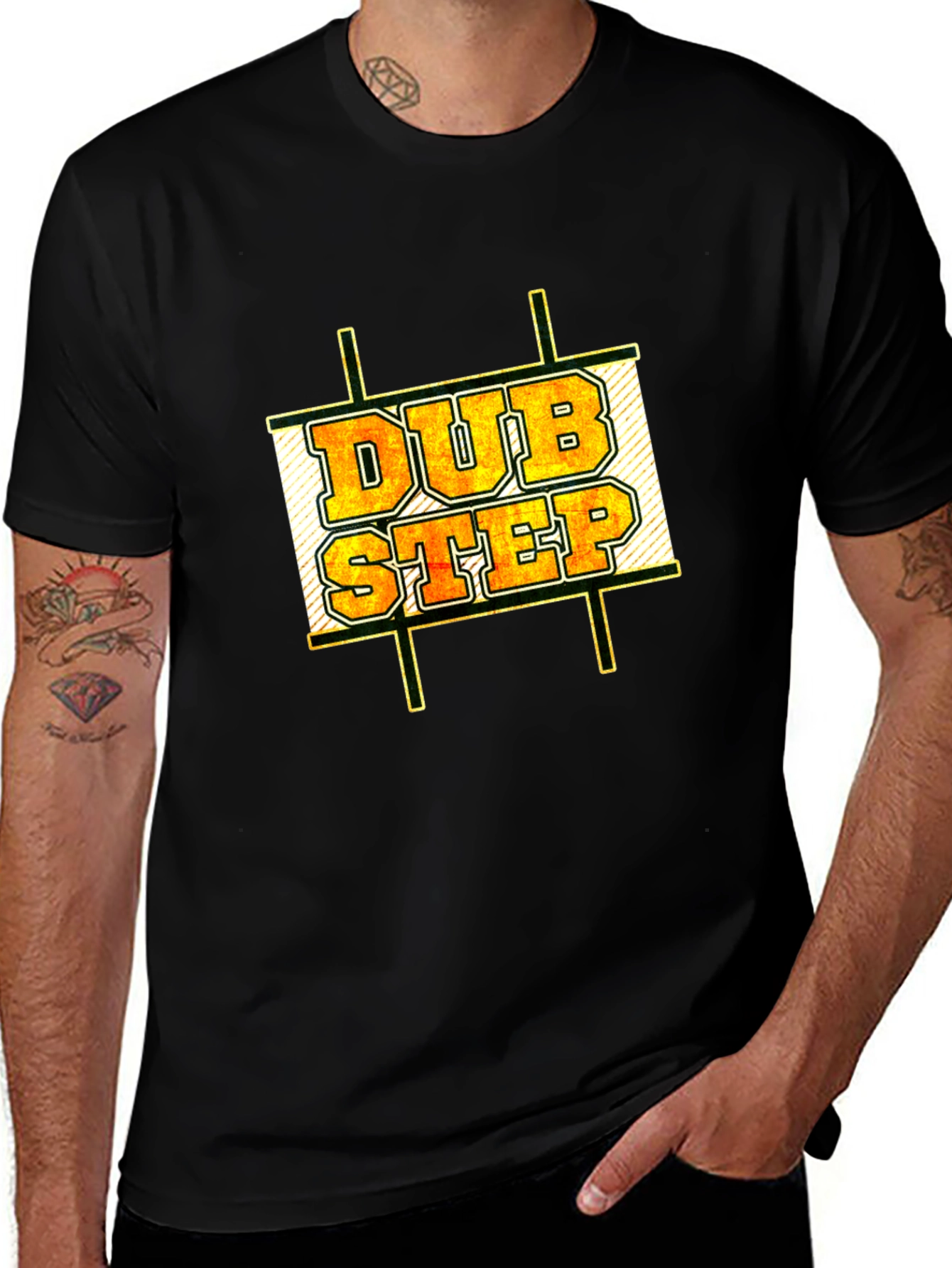 Black Dubstep Graphic Tee - Black Cotton Blend main image