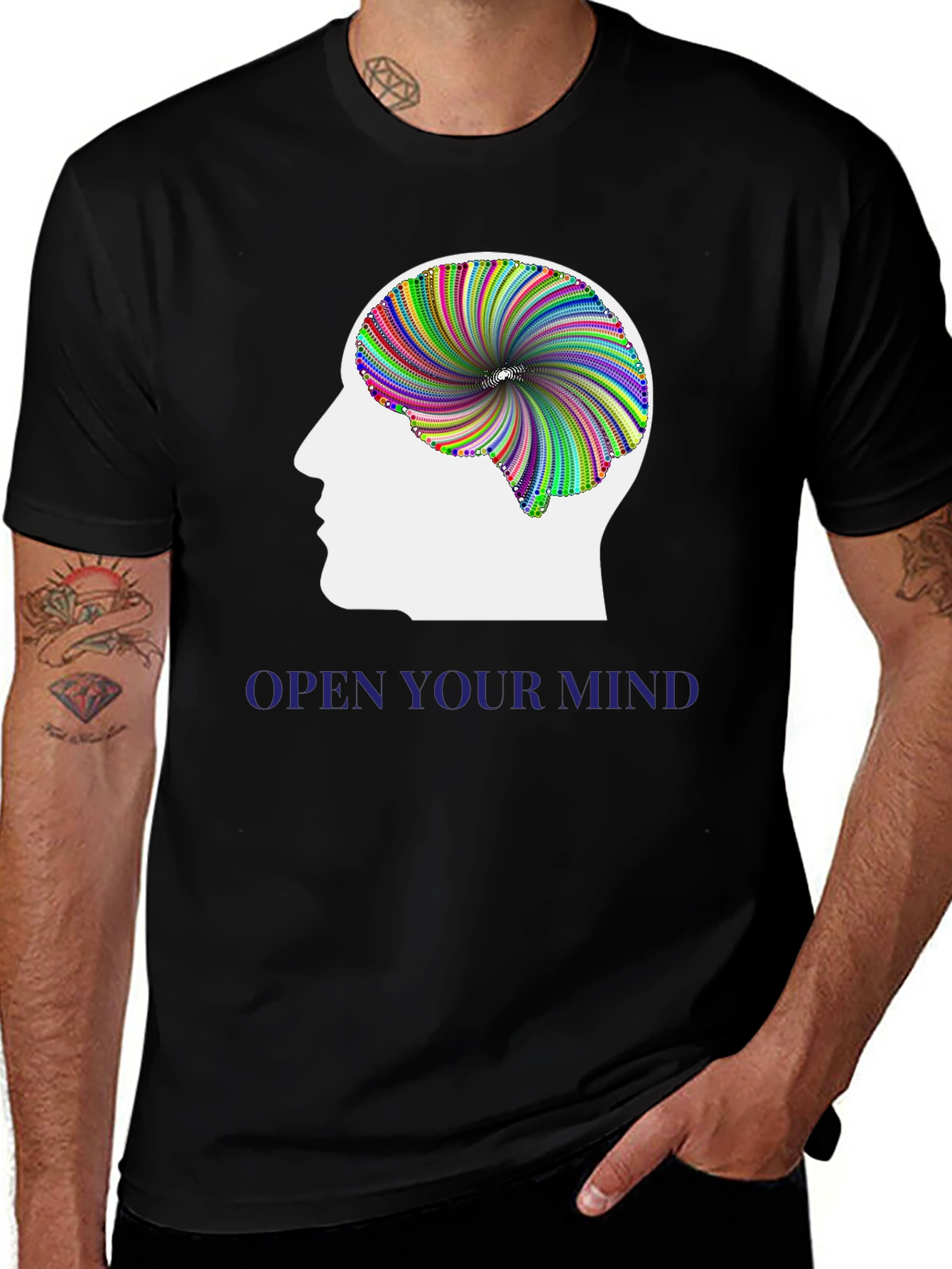 Variant 23 of Open Mind Graphic Tee - Black Casual T-Shirt
