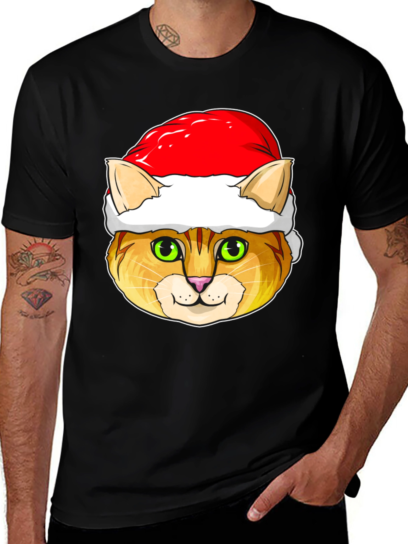 Variant 27 of Cat in Santa Hat Graphic T-Shirt