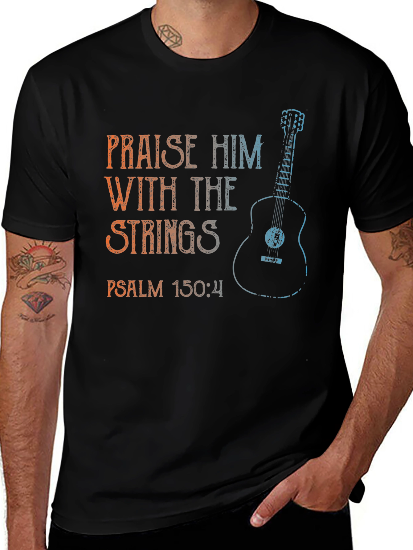 Variant 8 of Praise Him With Strings Black T-Shirt