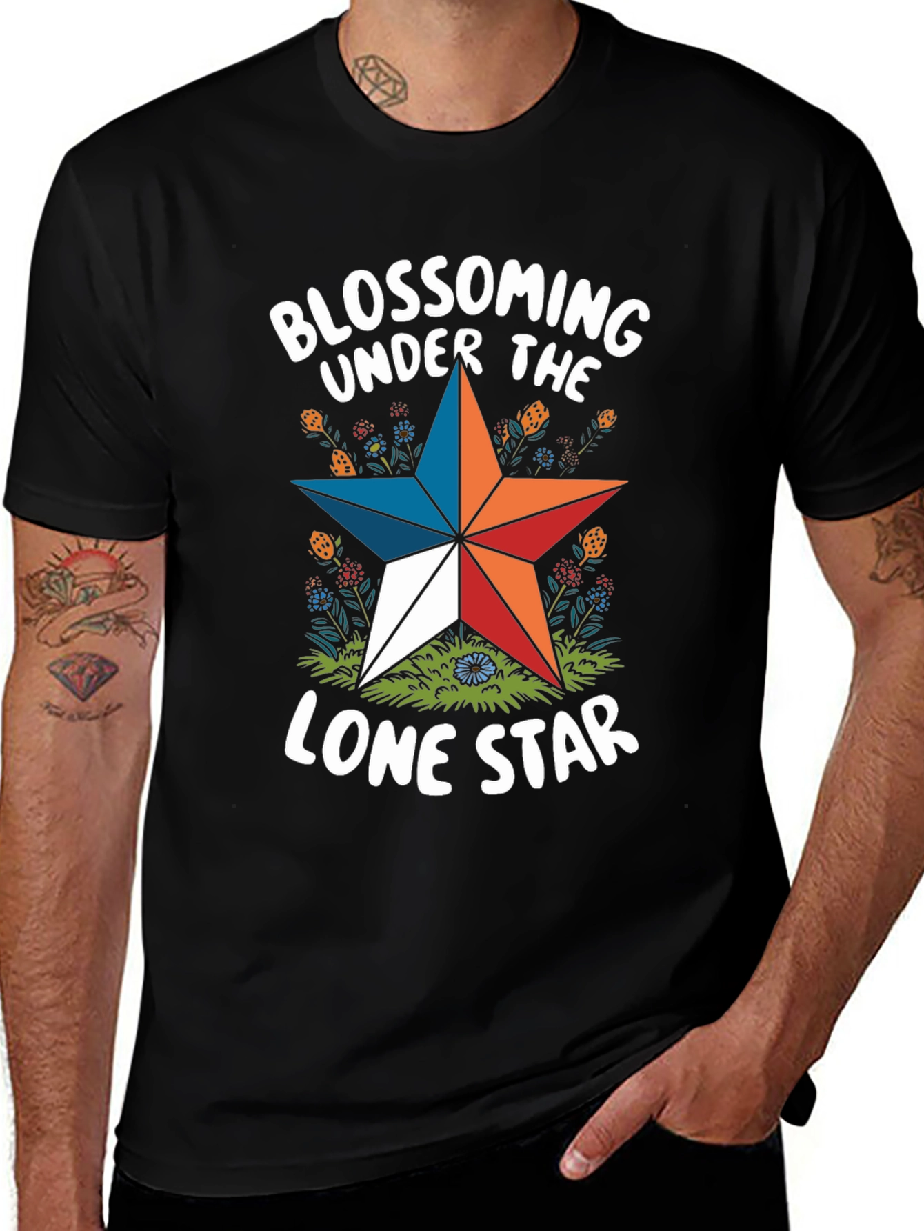 Blossoming Under the Lone Star Graphic Tee
