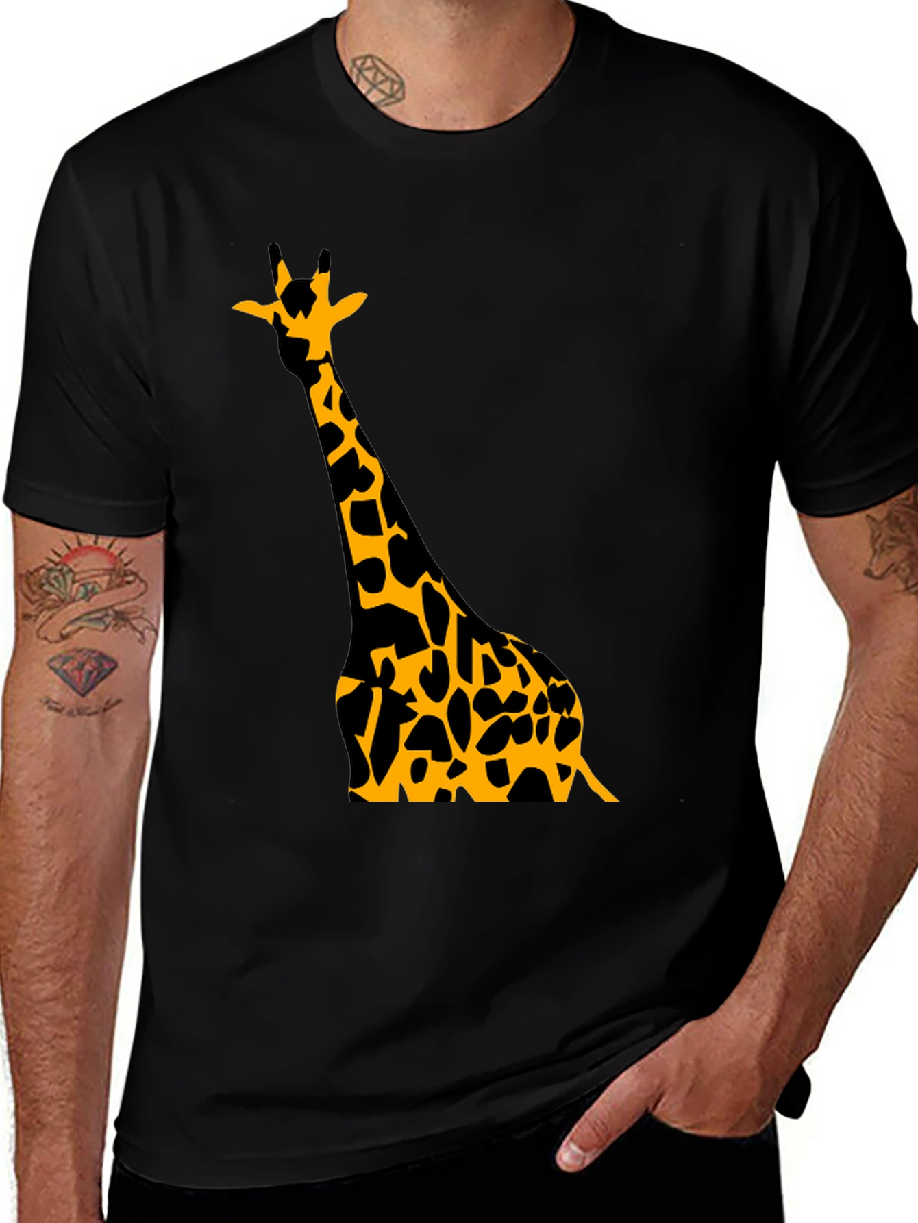 Variant 24 of Giraffe Graphic Print Black T-Shirt