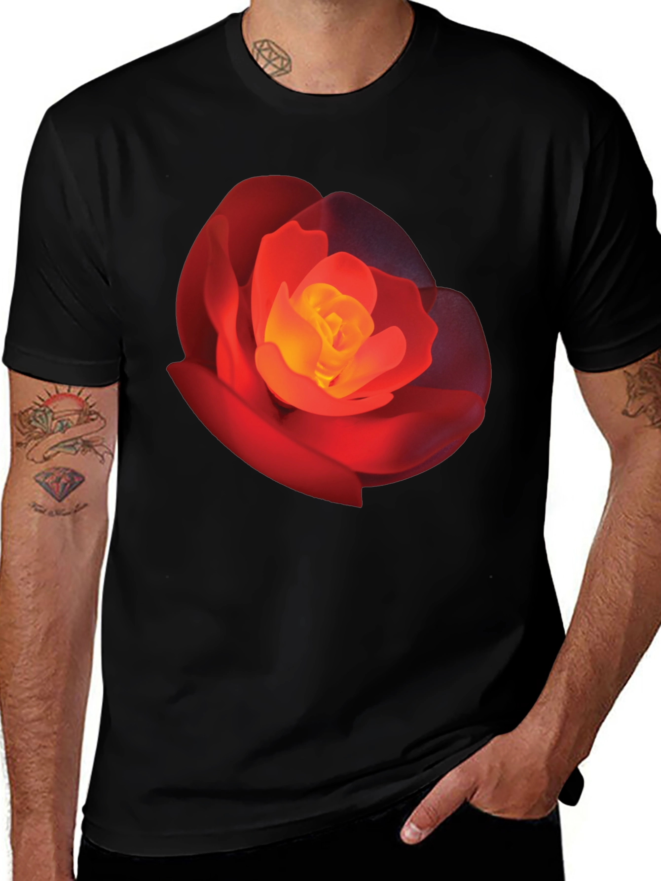 Variant 28 of Bold Rose Graphic Tee - Stylish Floral T-Shirt