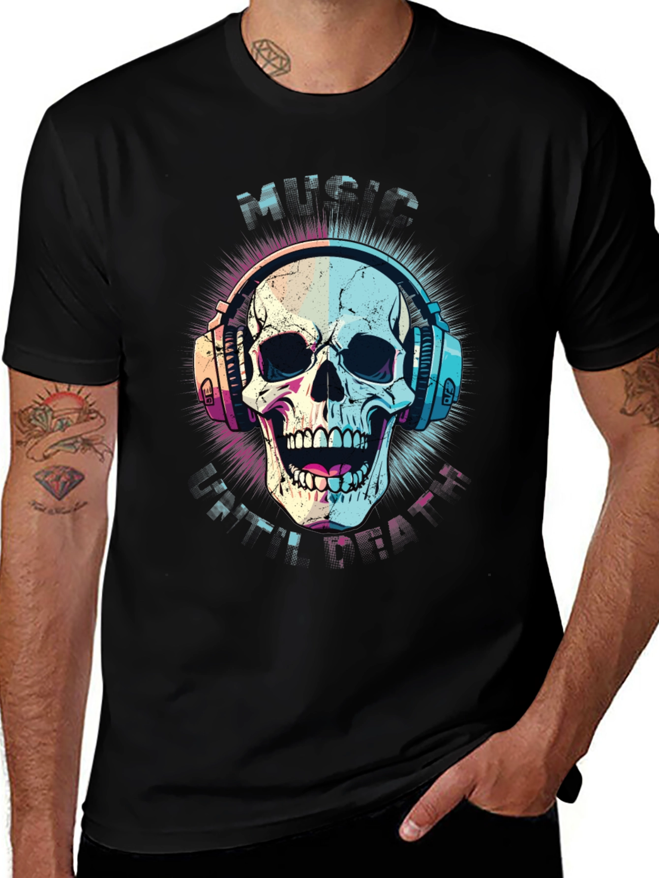 Variant 24 of Music Lover Skull Graphic Tee