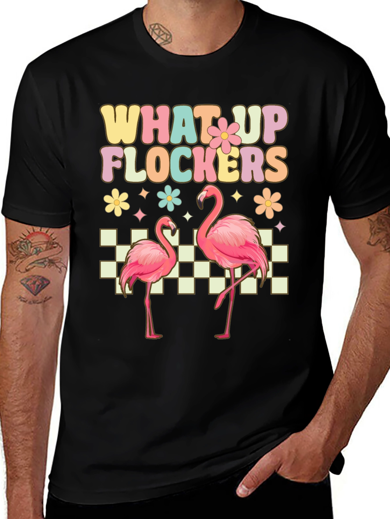 Variant 7 of What Up Flockers Flamingo Graphic Tee