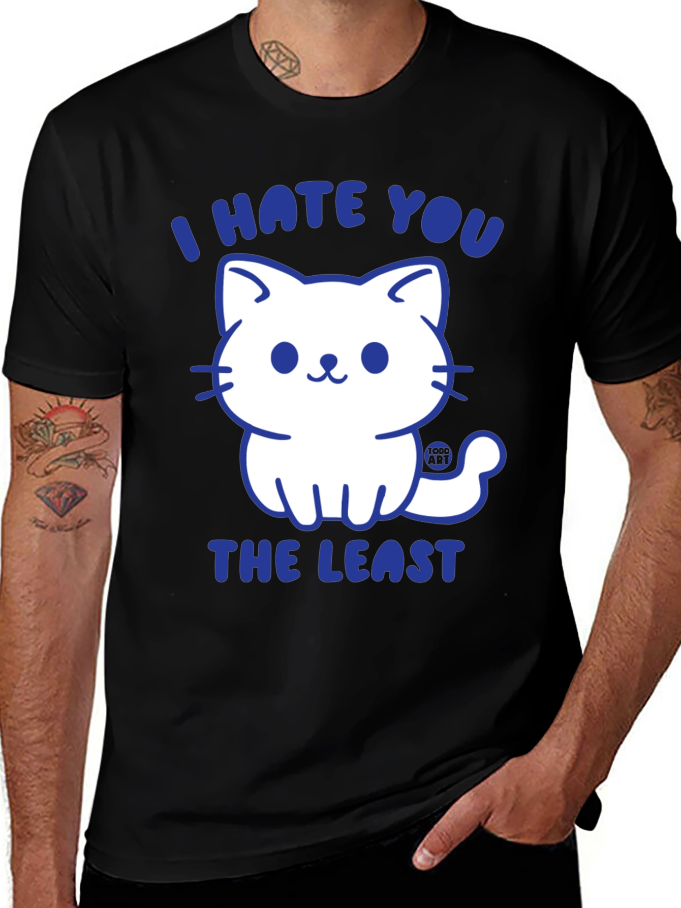 Variant 27 of I Hate You The Least Cat Graphic Tee - Black