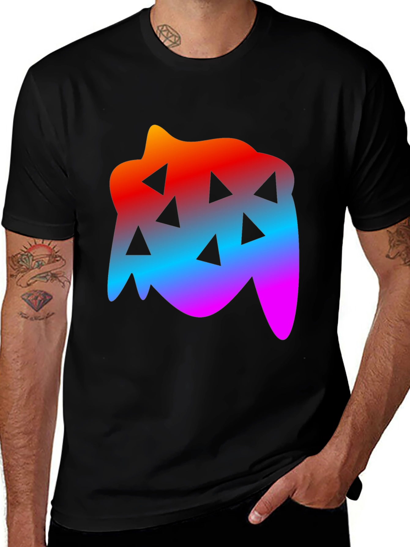 Retro Graphic Tee - Colorful Triangle Design