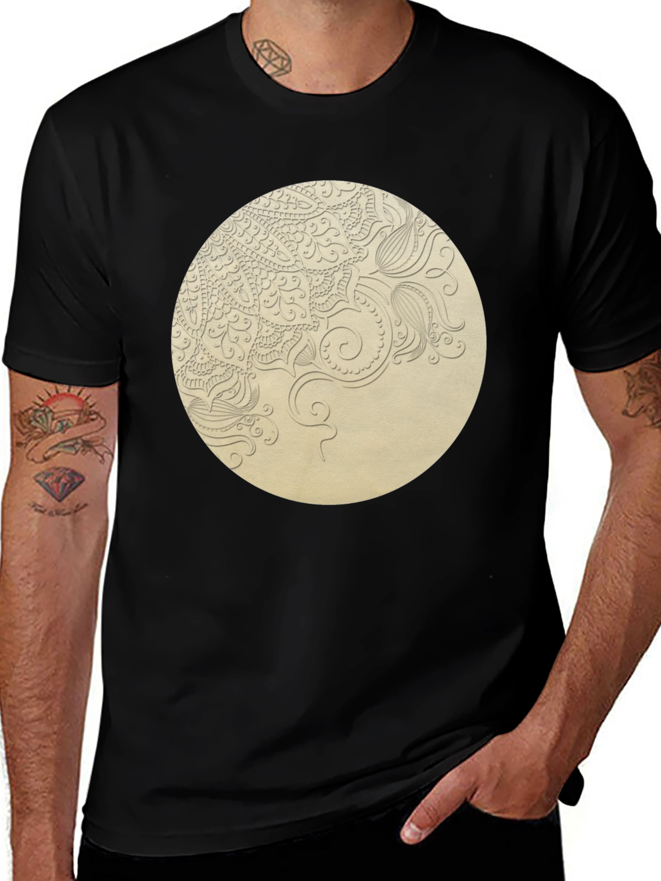 Variant 29 of Black Tee with Mandala Design