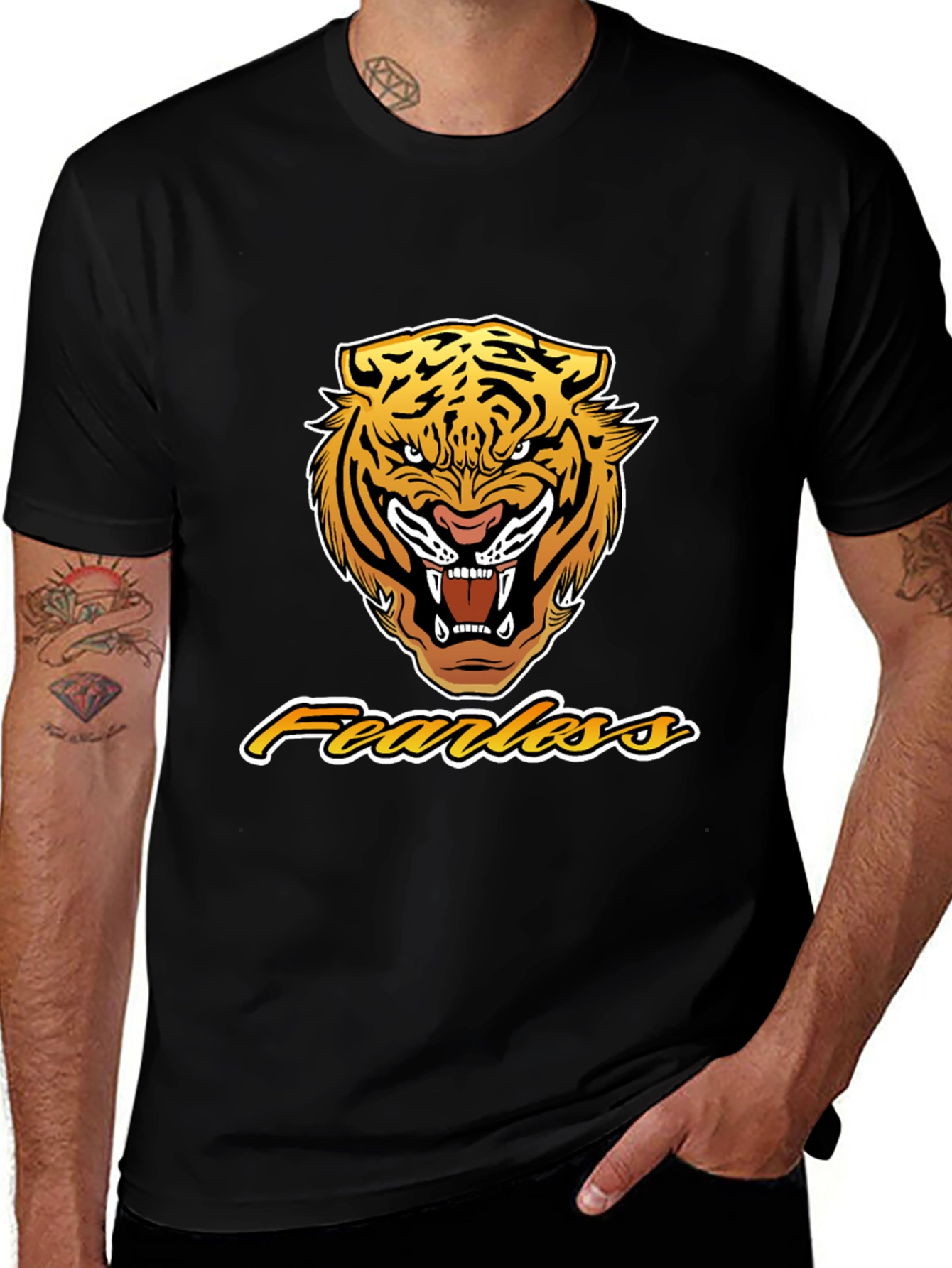 Variant 18 of Fearless Tiger Graphic Black T-Shirt