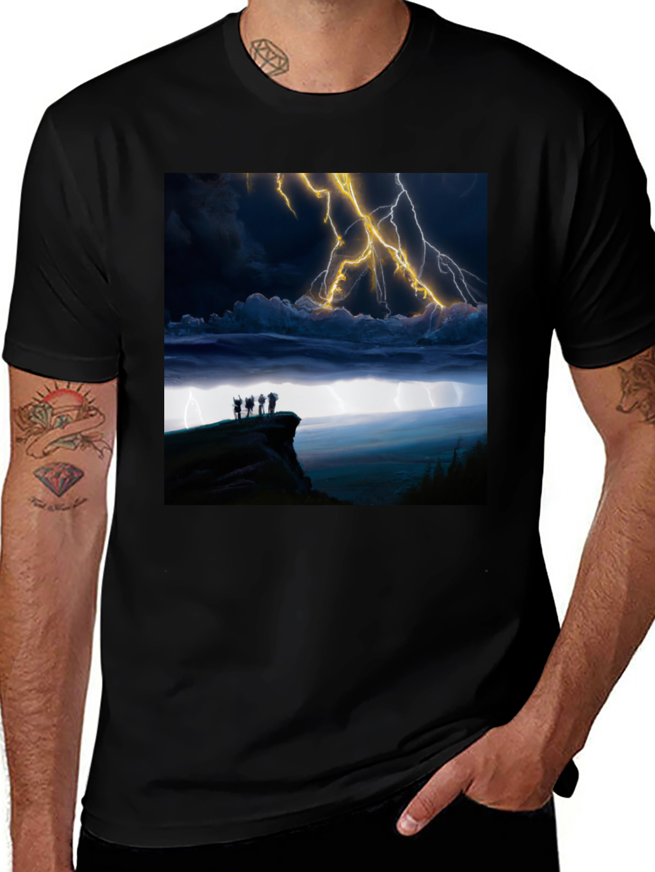 Variant 19 of Stormy Night T-Shirt - Black Graphic Tee