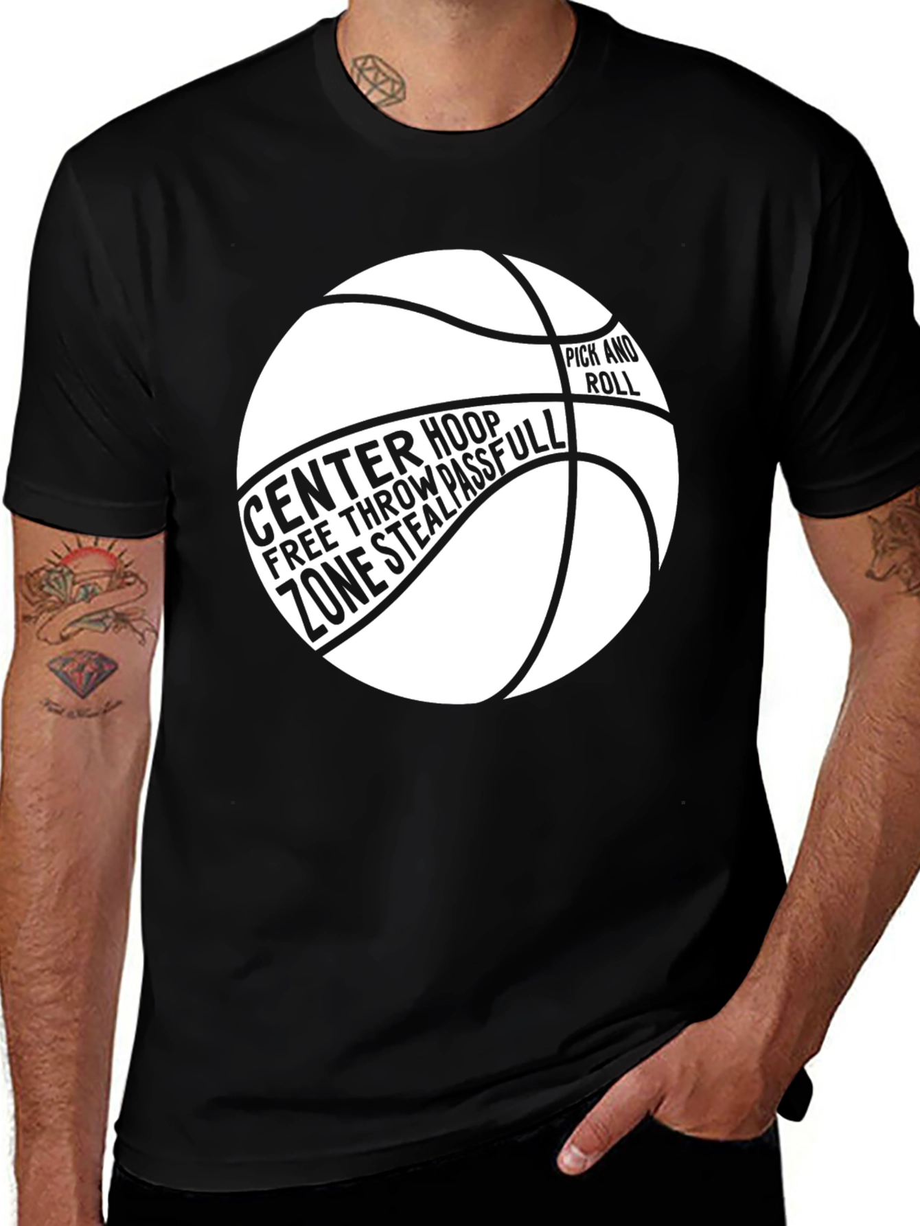 Variant 23 of Basketball Graphic Tee - Center Hoop Design