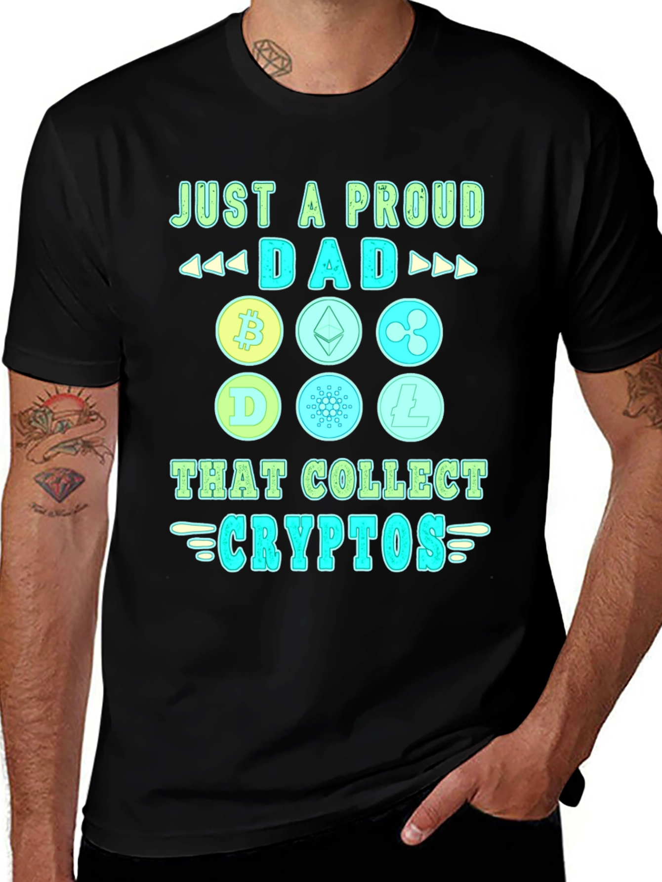 Variant 2 of Proud Dad Crypto Collector Black T-Shirt