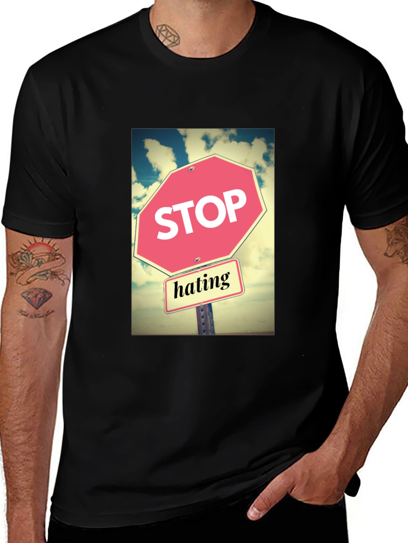 Variant 20 of Stop Hating Graphic T-Shirt - Black